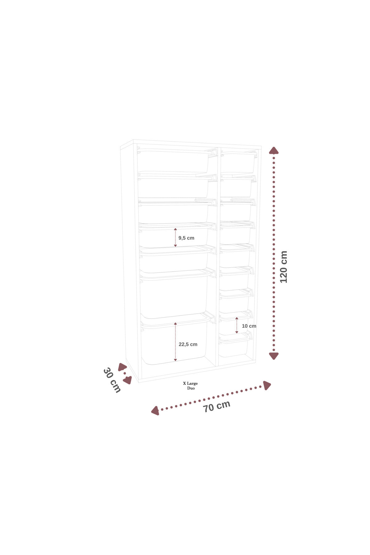 Baby Darling %100 MDF - XL Duo 16 Sepetli Oyuncak Dolabı fotoğrafı 7 (önizleme)