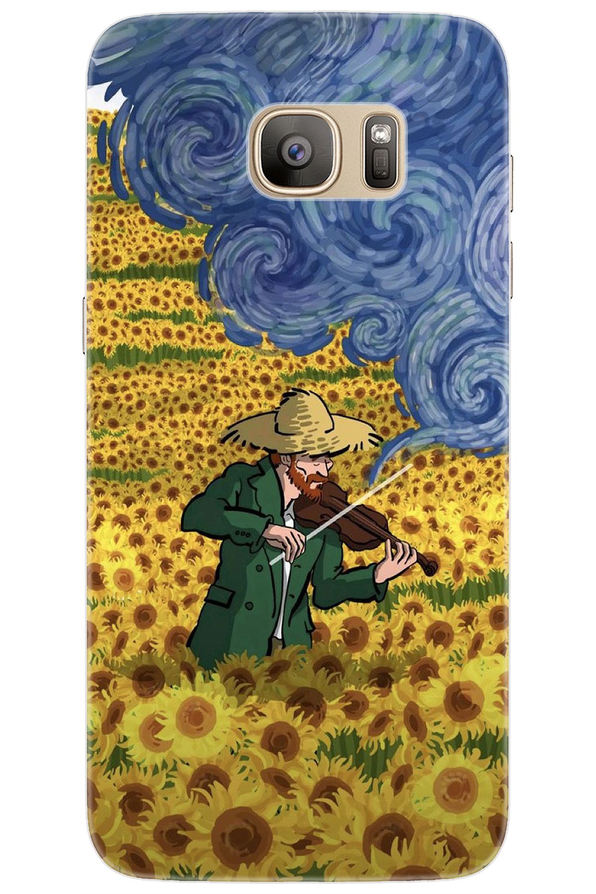 Ceppare Samsung Galaxy S7 EDGE (SM-G935F) Uyumlu Kılıf Silikon Sunflower Ayçiçeği Tarlası S:756 CP-wmz85EW