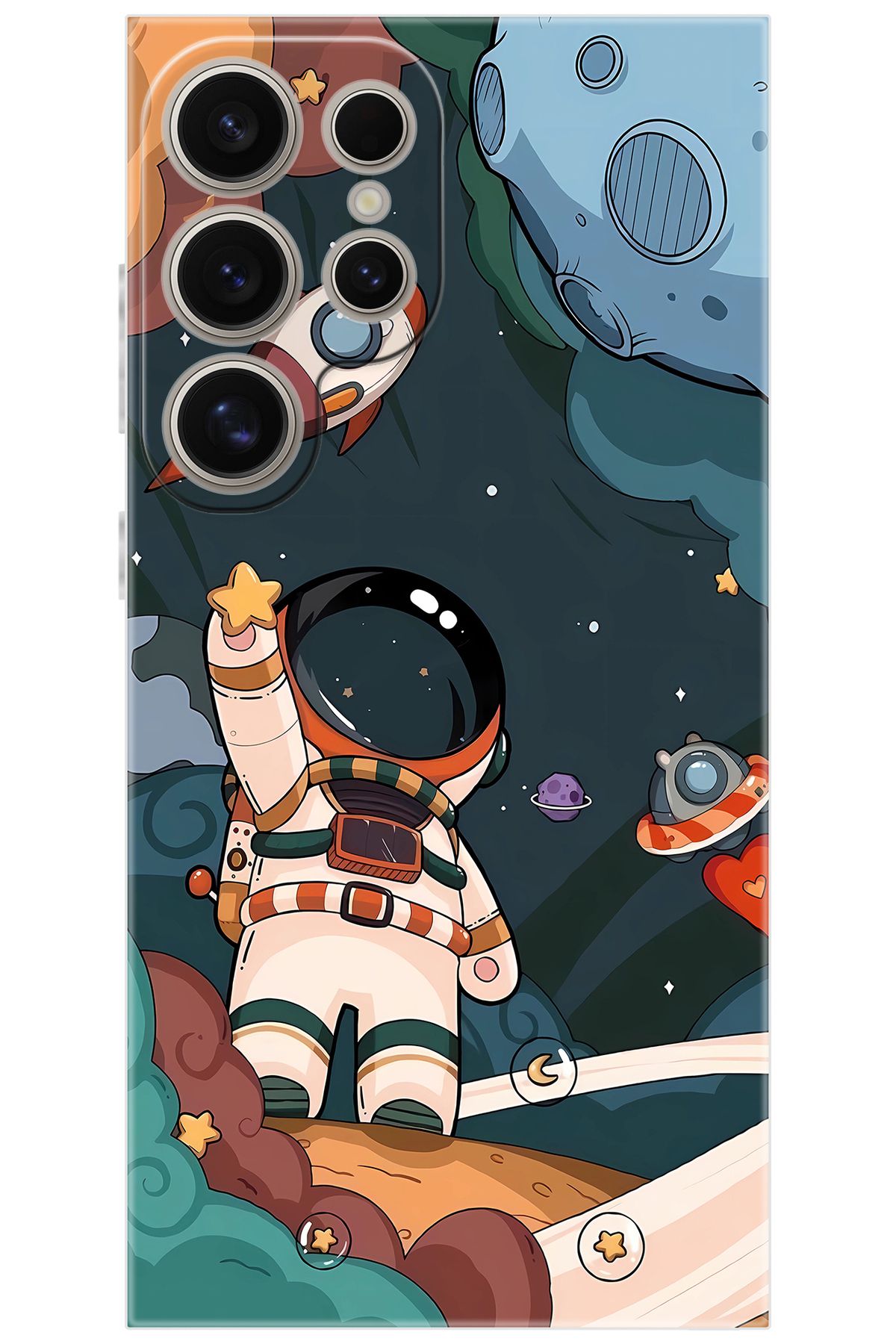 Ceppare Samsung Galaxy S24 ULTRA (SM-S928B) Uyumlu Kılıf Desen Baskılı Silikon Astronot STK:696 CP-JVFzakp