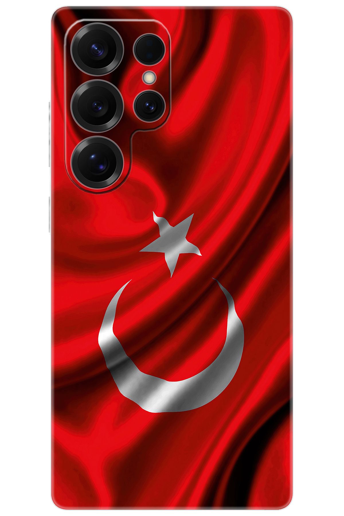 Ceppare Samsung Galaxy S25 ULTRA (SM-S938B) Uyumlu Kılıf Silikon Dalgalı Türk Bayrağı STK:369 CP-mxdxBdo