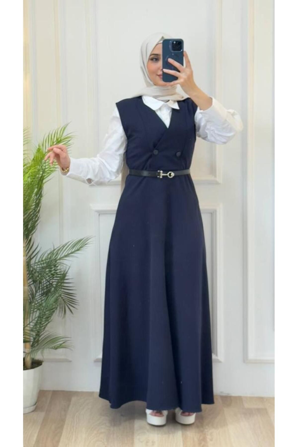 Tebrikler tekstil kadın şık tesettürlü elbise model G2845