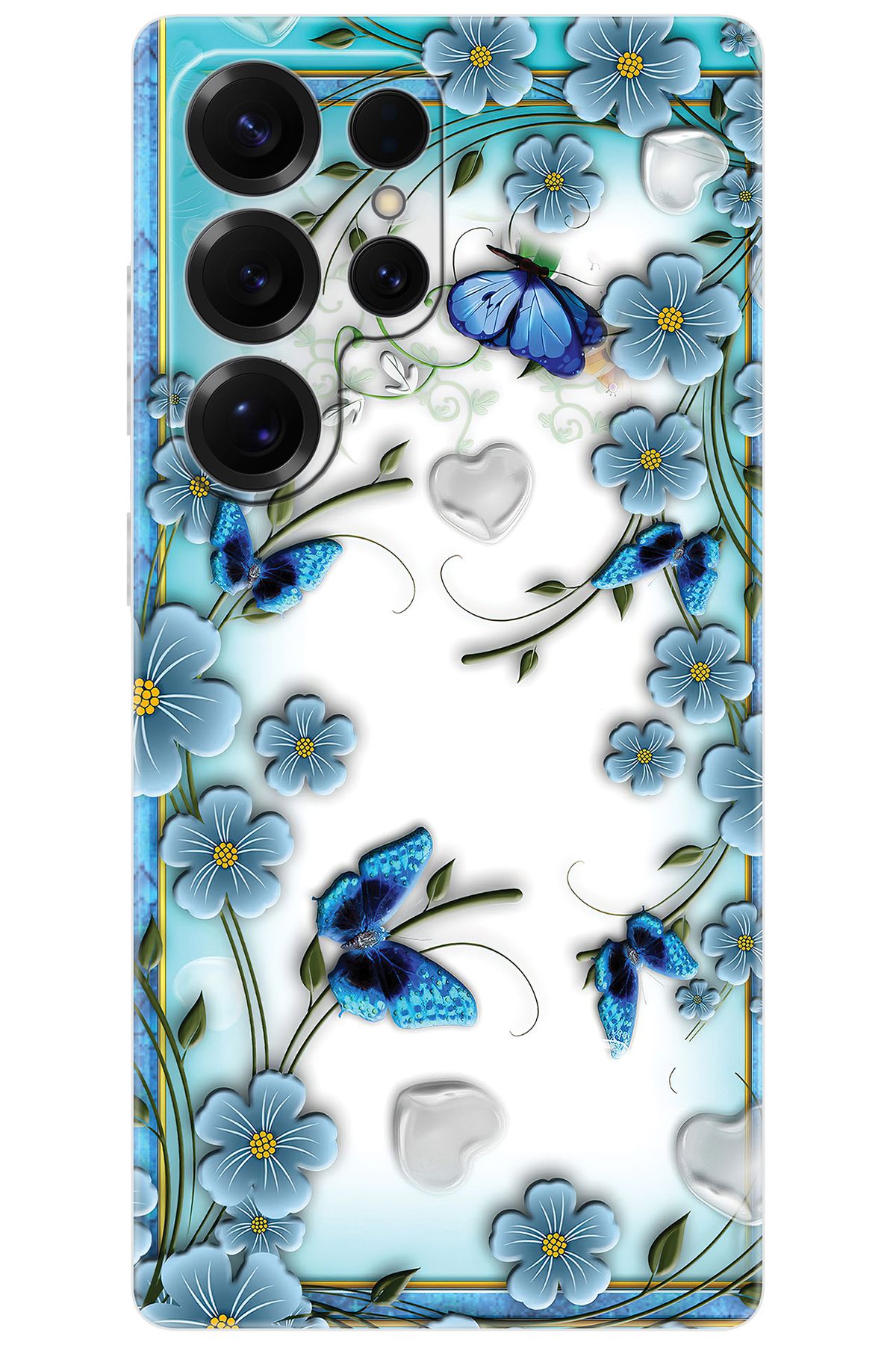 Ceppare Samsung Galaxy S25 ULTRA (SM-S938B) Uyumlu Kılıf Desen Silikon Çiçek ve Kelebekler STK547 CP-UdMXuPc