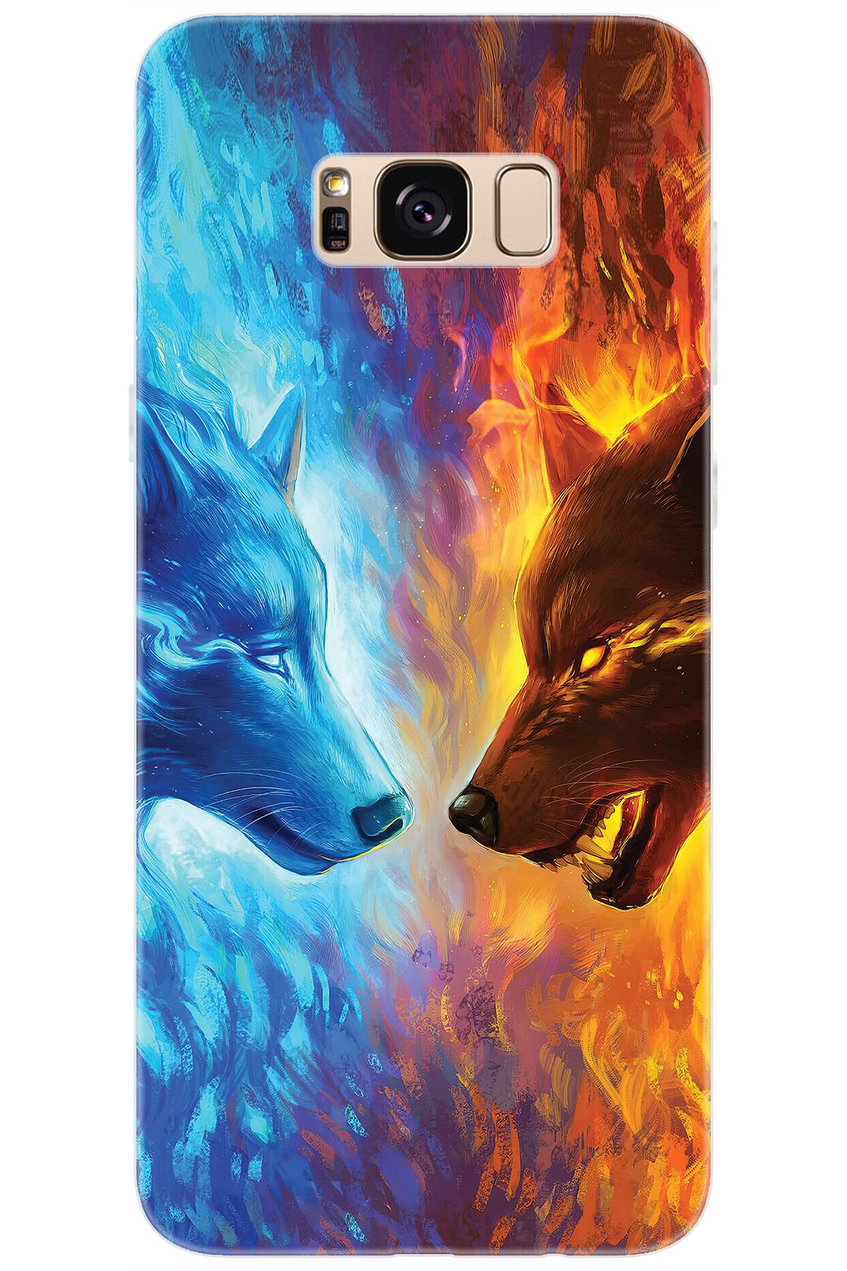 Ceppare Samsung Galaxy S8 PLUS (SM-G955F) Uyumlu Kılıf Desenli Silikon Alev ve Kurtlar STK:489 CP-deGuX0V