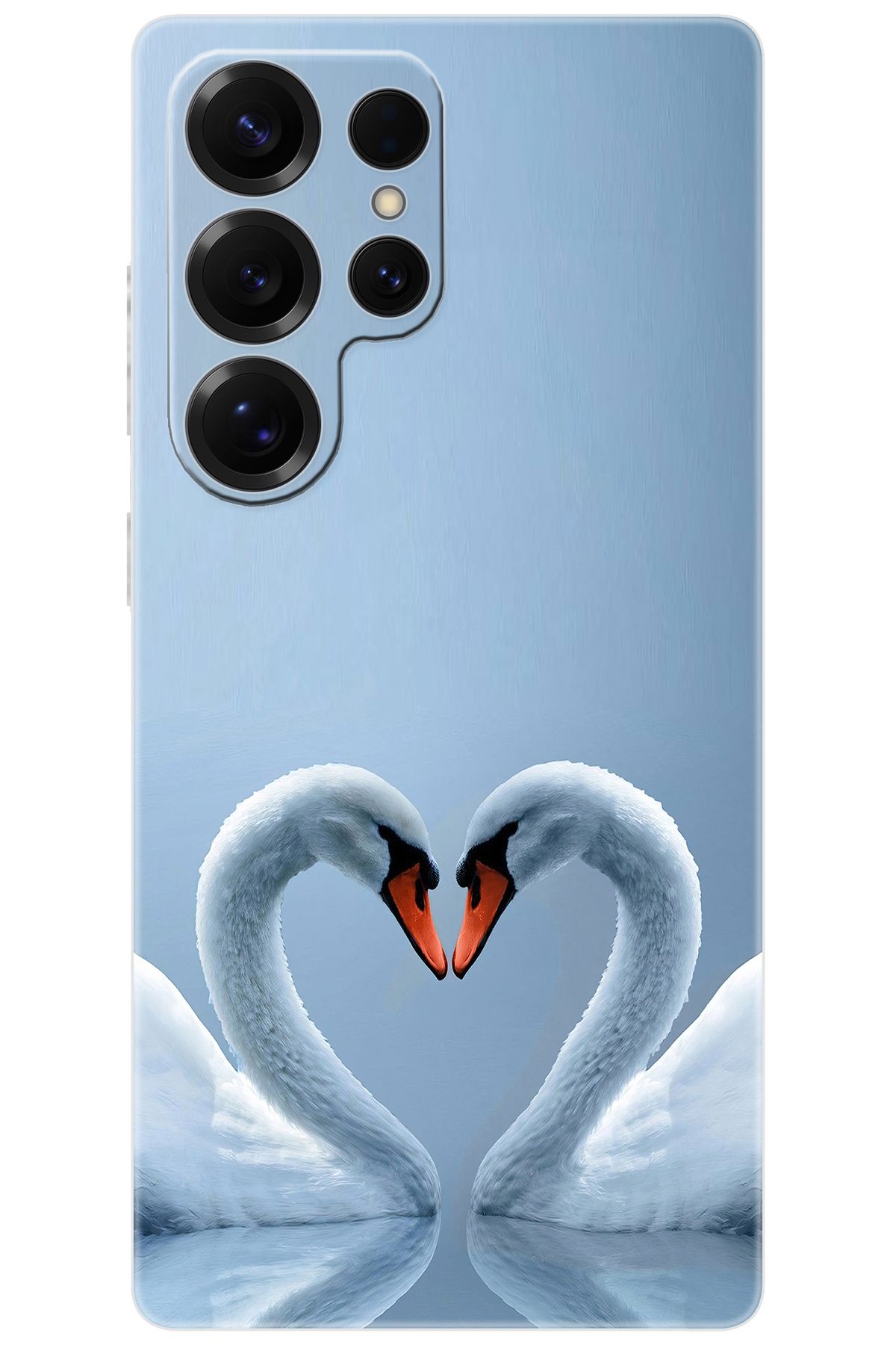 Ceppare Samsung Galaxy S25 ULTRA (SM-S938B) Uyumlu Kılıf Desen Baskılı Silikon Kuğ ve Kalp STK305 CP-gE0e7lL