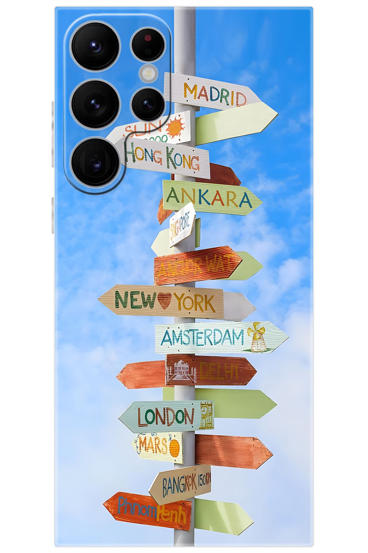 Ceppare Samsung Galaxy S22 ULTRA (SM-S908E) Uyumlu Kılıf Desenli Silikon Şehir Tabelaları STK:703 CP-IcxfnEX