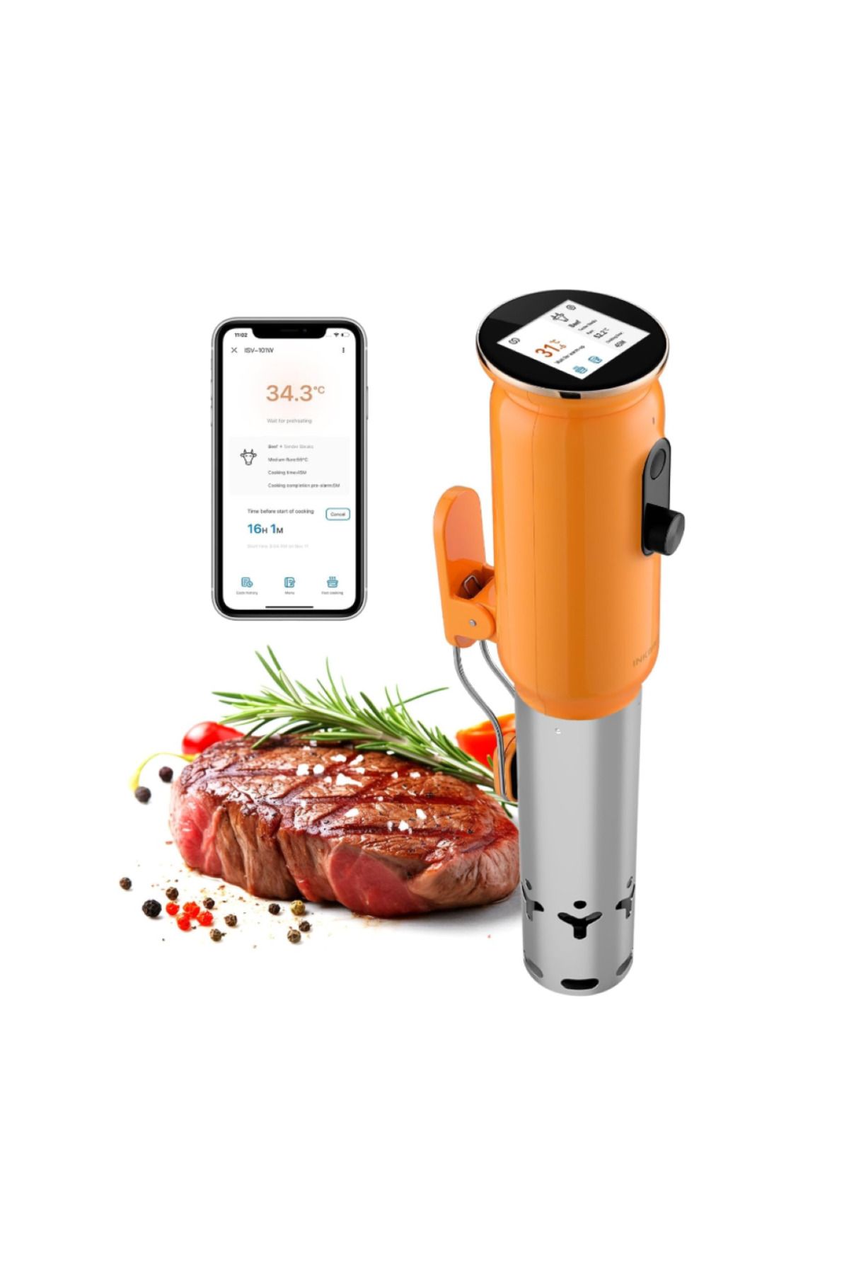 Inkbird WiFi Sous Vide Makinesi ISV-101W 1000 Watt Pişirici 3D Su Sirkülasyonu Uygulama ile Isıtma