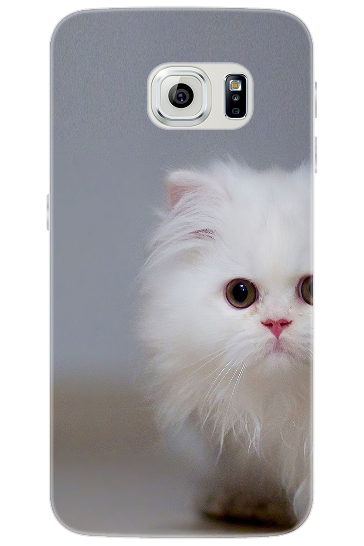 Ceppare Samsung Galaxy S6 EDGE (SM-G925F) Uyumlu Kılıf Desen Baskılı Silikon Beyaz Kedi STK:139 CP-Qz8Dlwq
