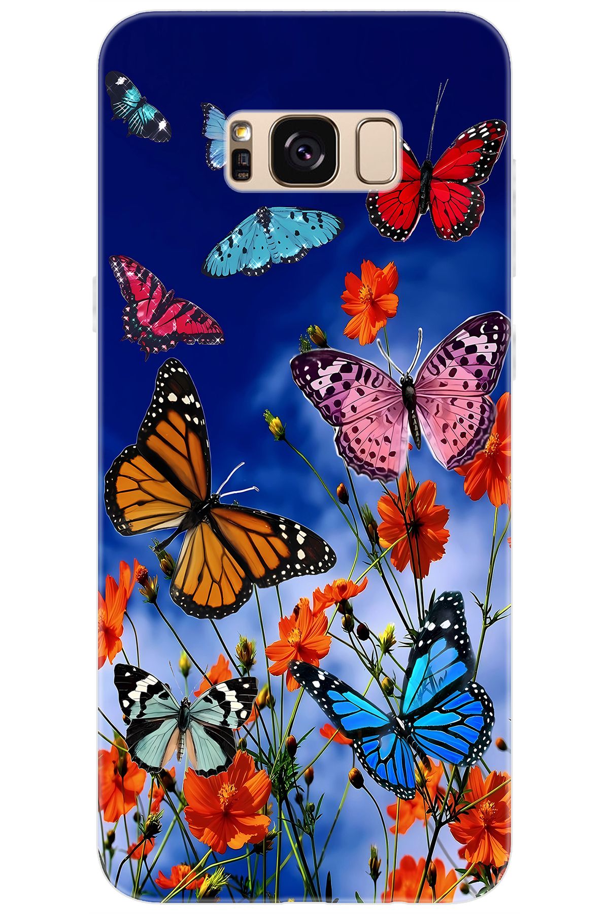 Ceppare Samsung Galaxy S8 PLUS (SM-G955F) Uyumlu Kılıf Desenli Silikon Renkli Kelebekler STK:741 CP-XsdASx6