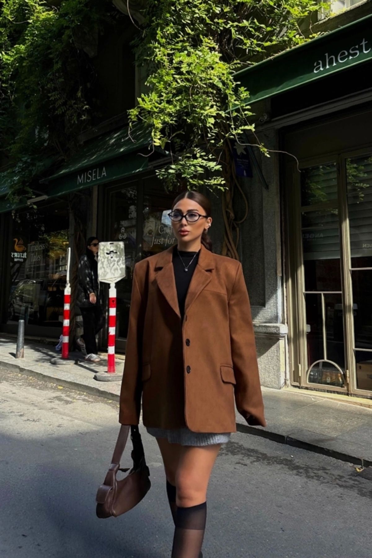 Kaplan SÜET BLAZER CEKET 3 DÜĞME - Taba