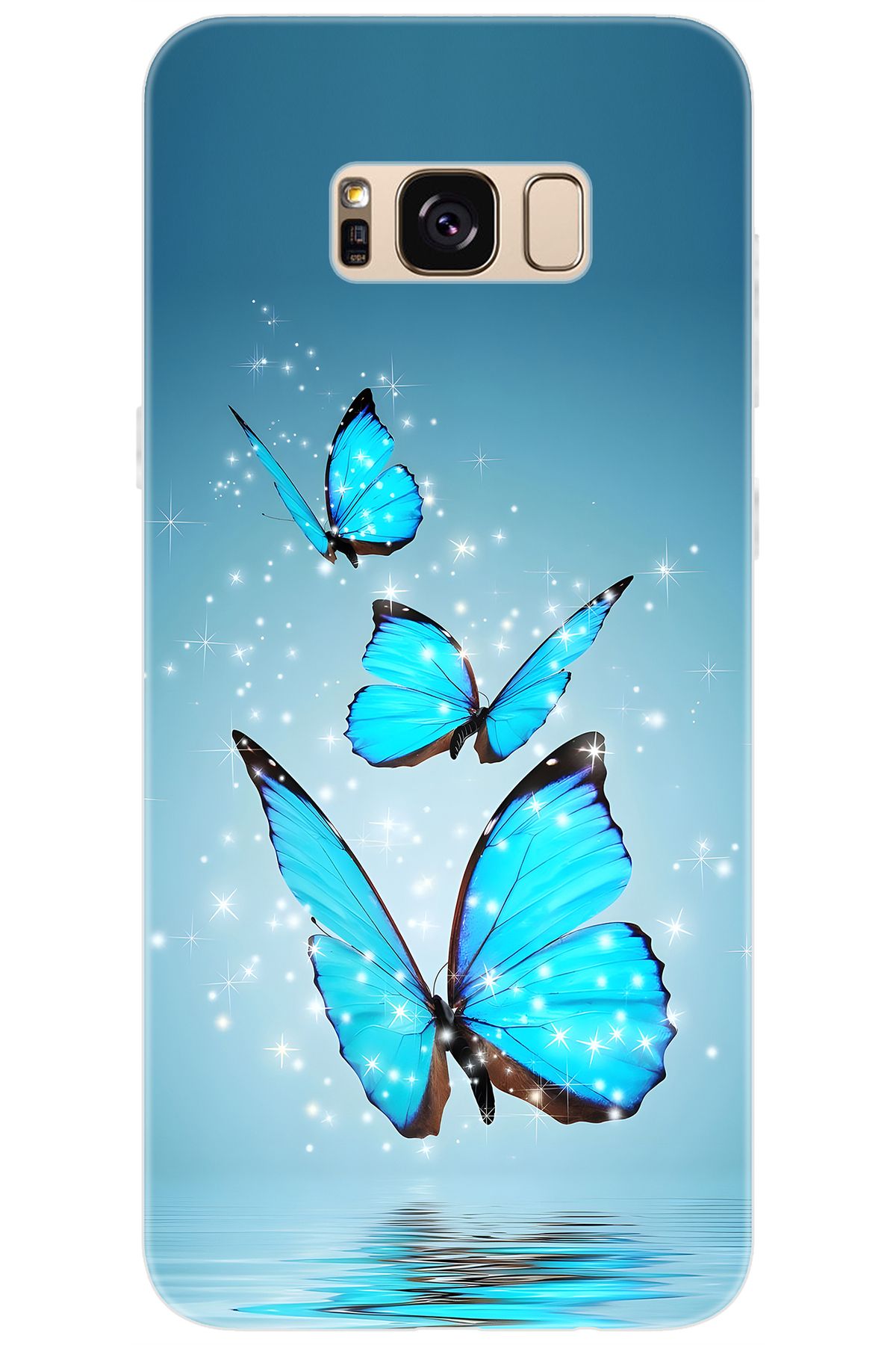 Ceppare Samsung Galaxy S8 PLUS (SM-G955F) Uyumlu Kılıf Desen Baskı Silikon Mavi Kelebek STK:710 CP-hmJSpDz