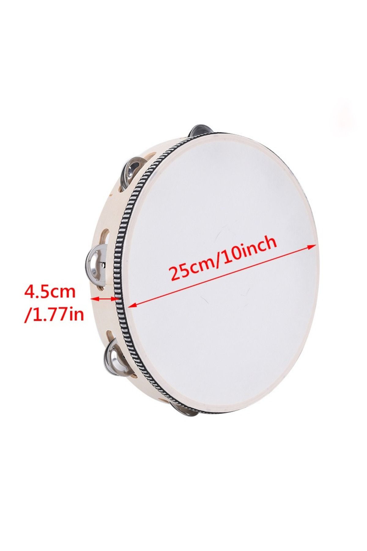 Choice-Y01099-10inch 1Pc Wooden Tambourine 4/6/8/10-Inch Beige Rim with Metal Jingles Musical Educational P 1