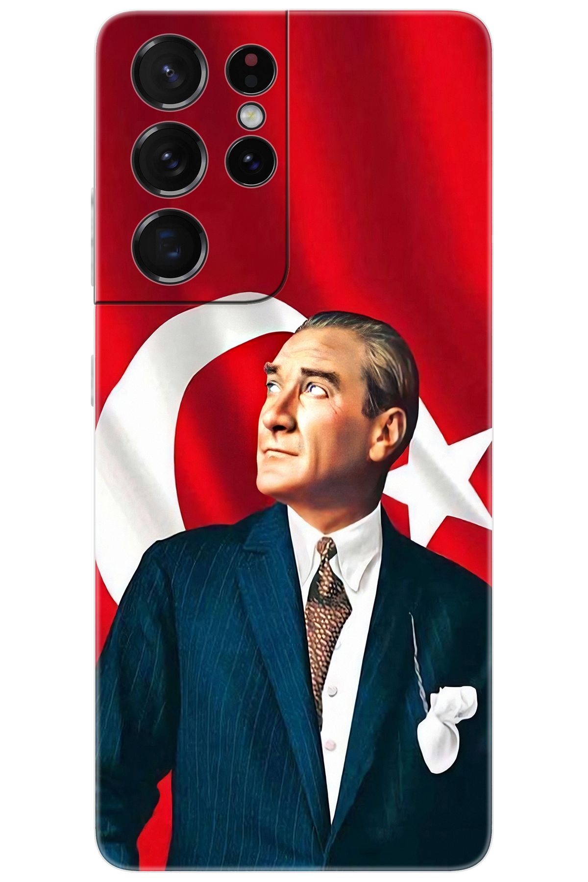 Ceppare Samsung Galaxy S21 ULTRA (SM-G998B) Uyumlu Kılıf Desen Baskılı Silikon Atatürk STK:105 CP-PDyjyIF