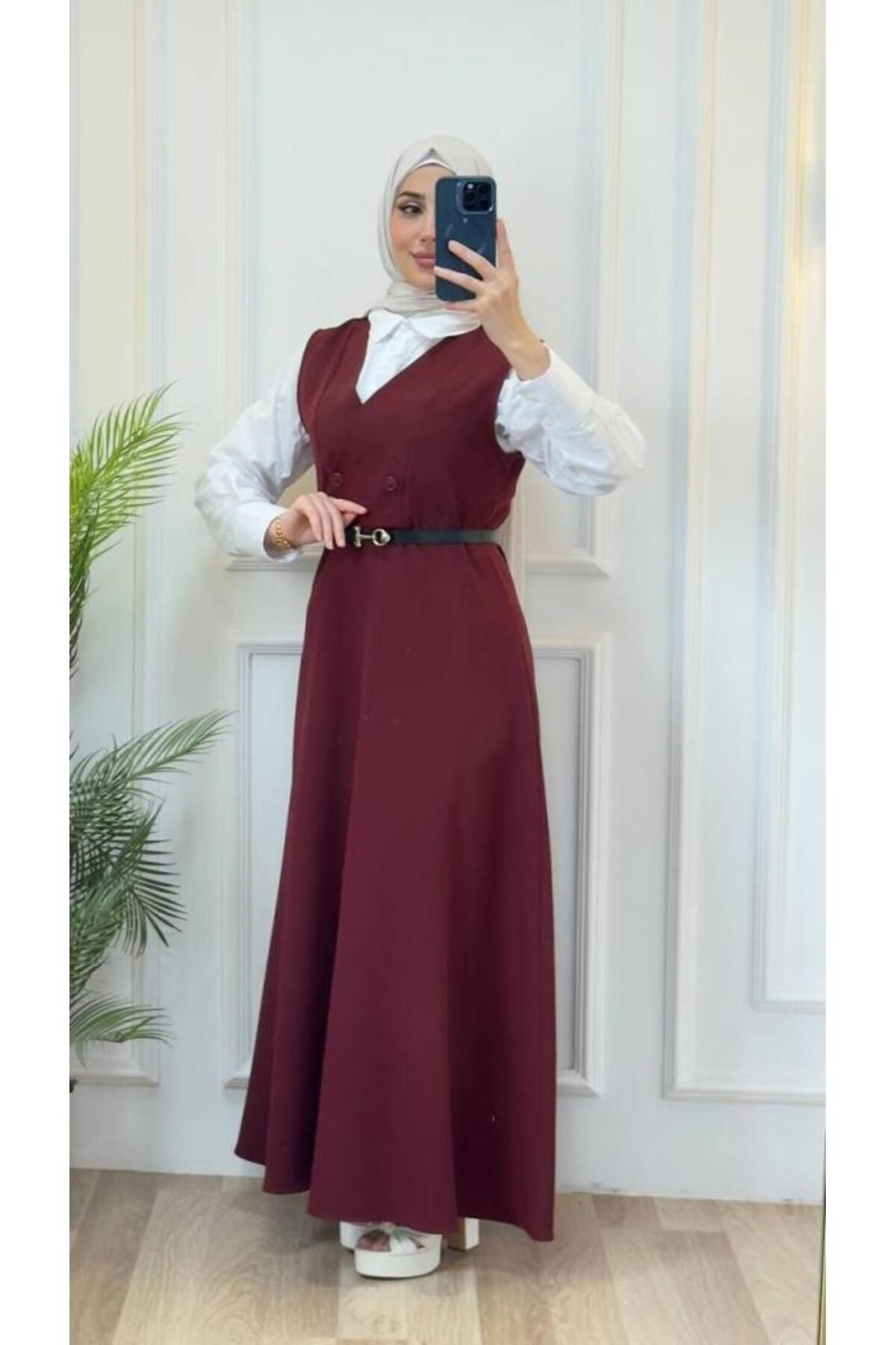 Tebrikler tekstil kadın şık tesettürlü elbise model G2845
