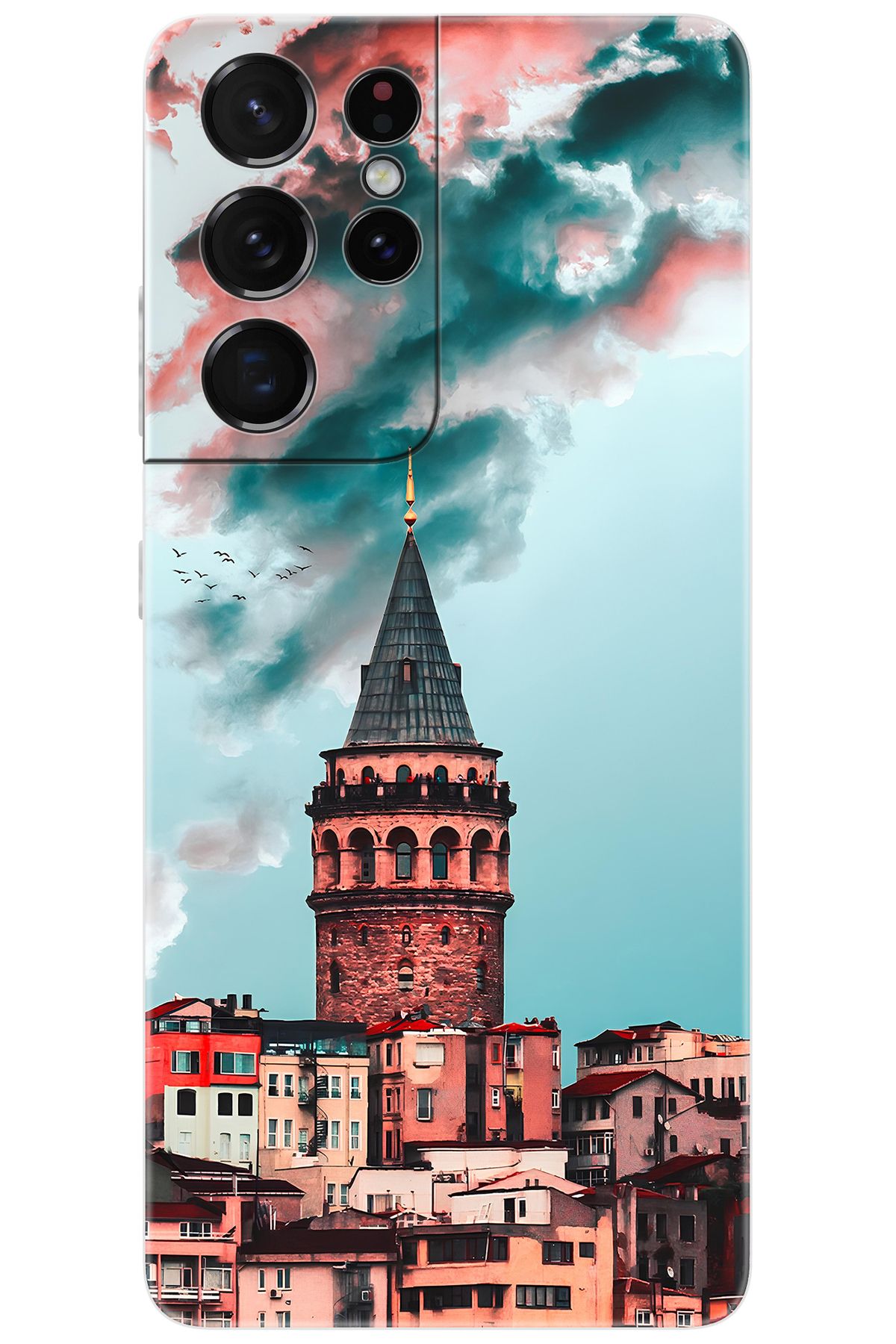 Ceppare Samsung Galaxy S21 ULTRA (SM-G998B) Uyumlu Kılıf Desen Baskı Silikon Galata Kulesi STK688 CP-Zz1Fopm