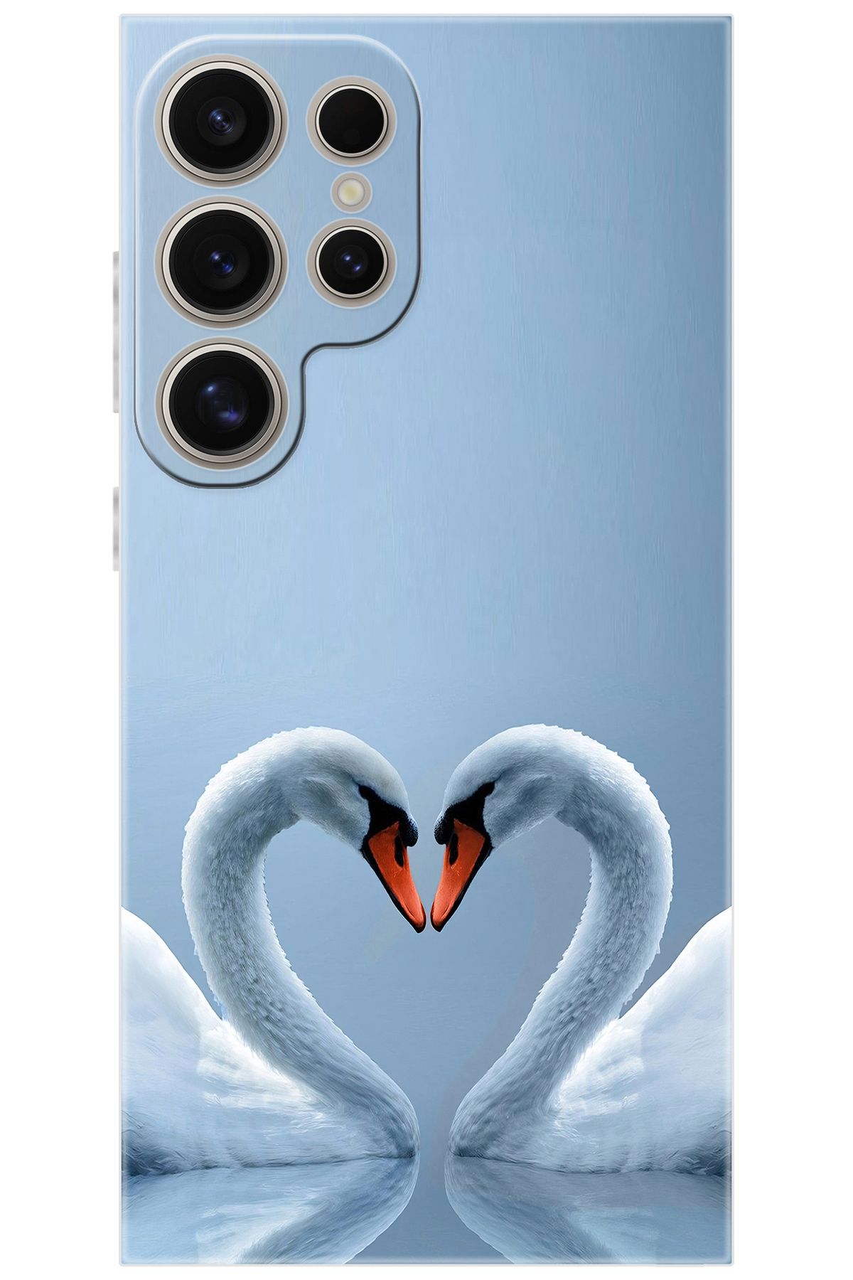 Ceppare Samsung Galaxy S24 ULTRA (SM-S928B) Uyumlu Kılıf Desen Baskılı Silikon Kuğ ve Kalp STK305 CP-Aw7IhyF
