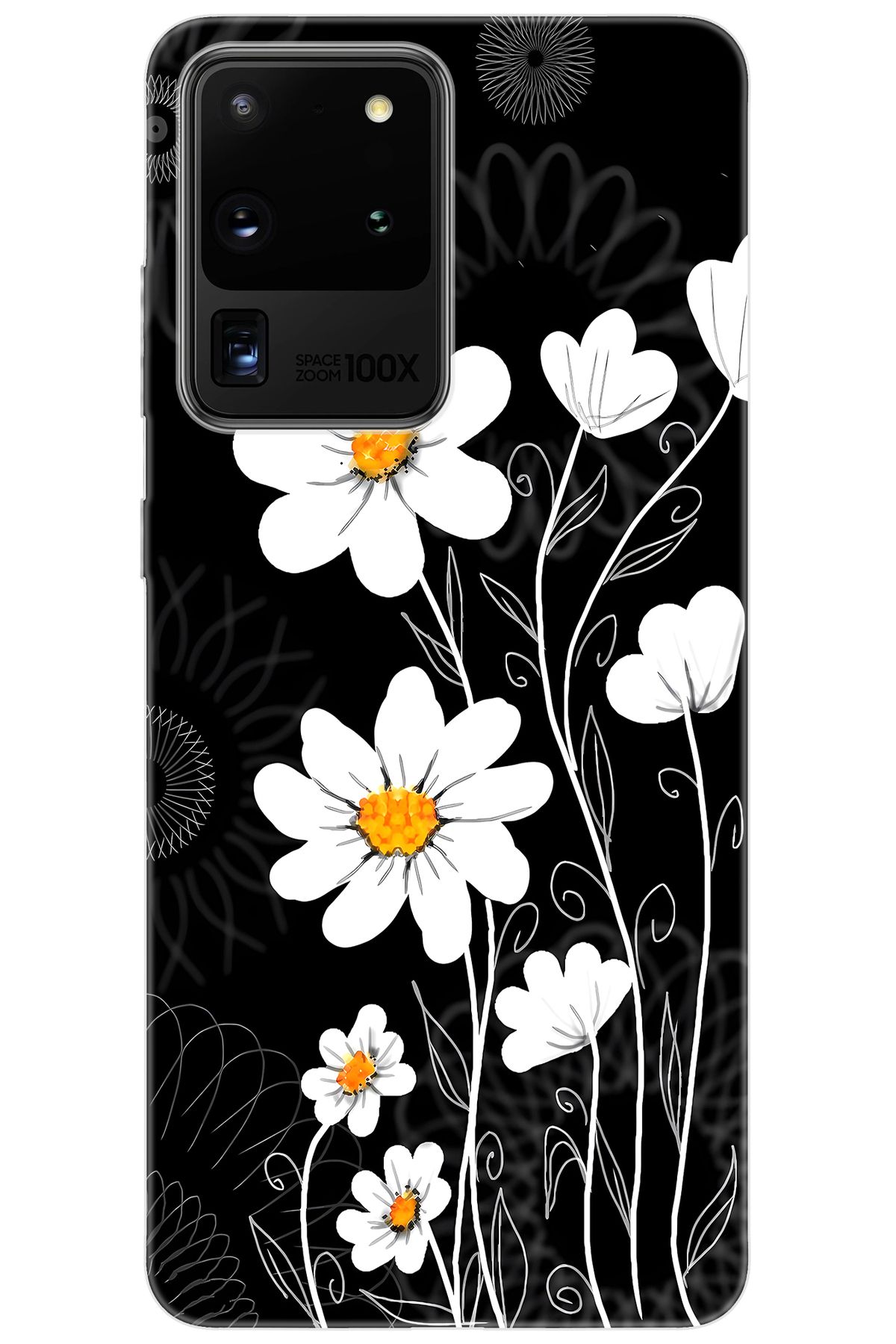 Ceppare Samsung Galaxy S20 ULTRA (SM-G988B) Uyumlu Kılıf Desen Baskılı Silikon Papatya STK:693 CP-EOc7Koh