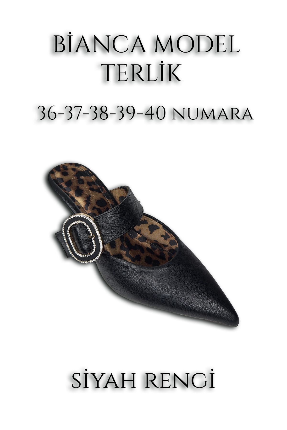 Bianca Model Orta Topuklu Günlük Kullanıma Uygun Leopar Desenli Suni Deri Terlik