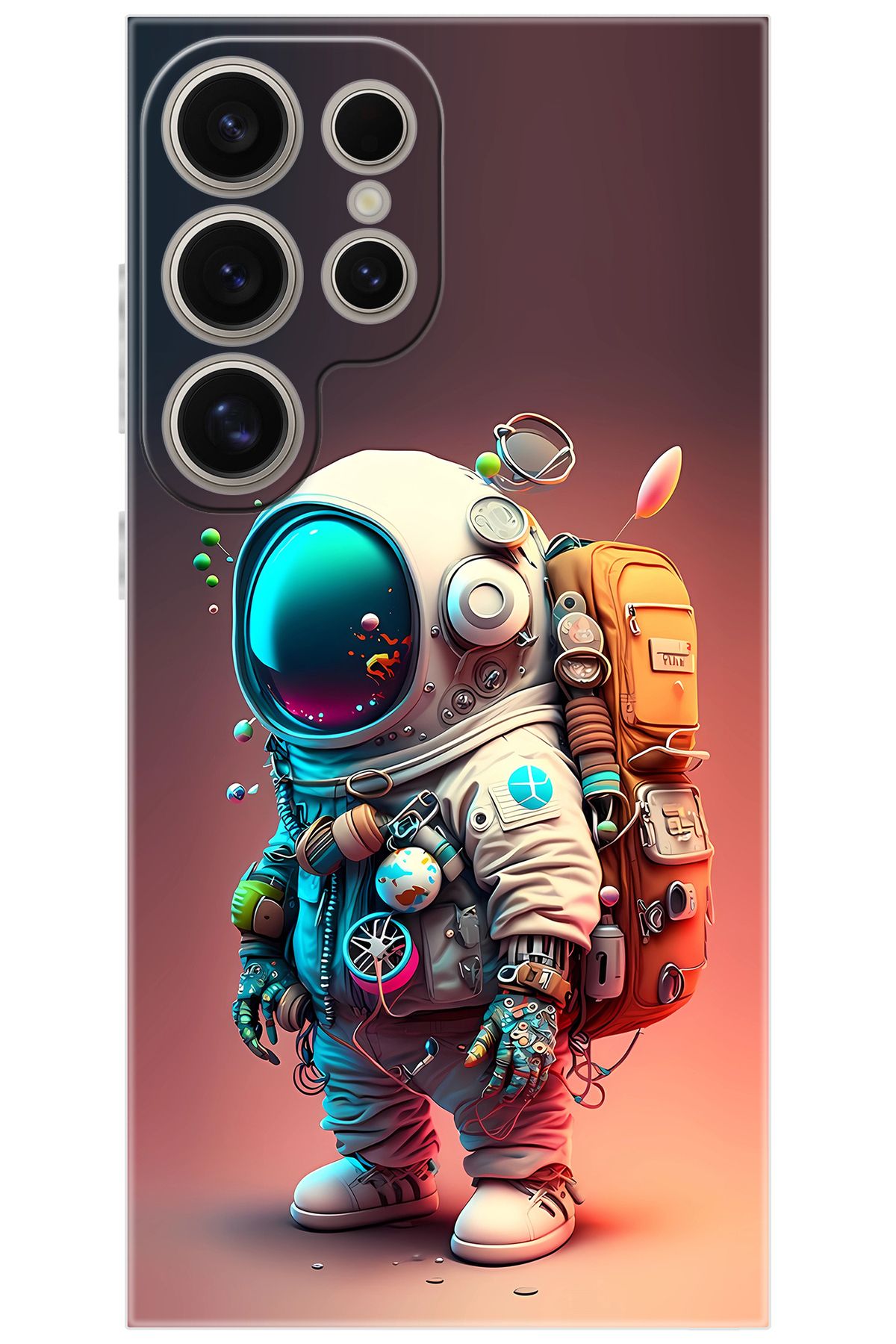Ceppare Samsung Galaxy S24 ULTRA (SM-S928B) Uyumlu Kılıf Desen Baskılı Silikon Astronot STK:682 CP-UGPVpKr