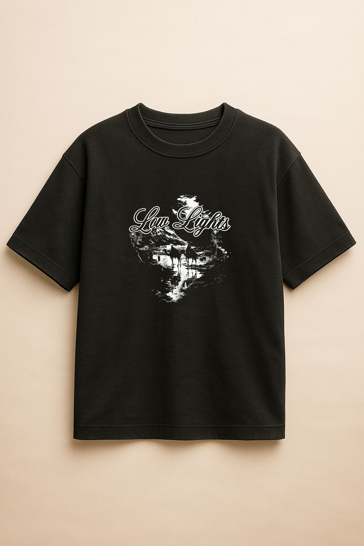 Altair Tr Siyah Renk Oversize Low Lights Baskılı Streetwear Unisex Tişört T-Shirt