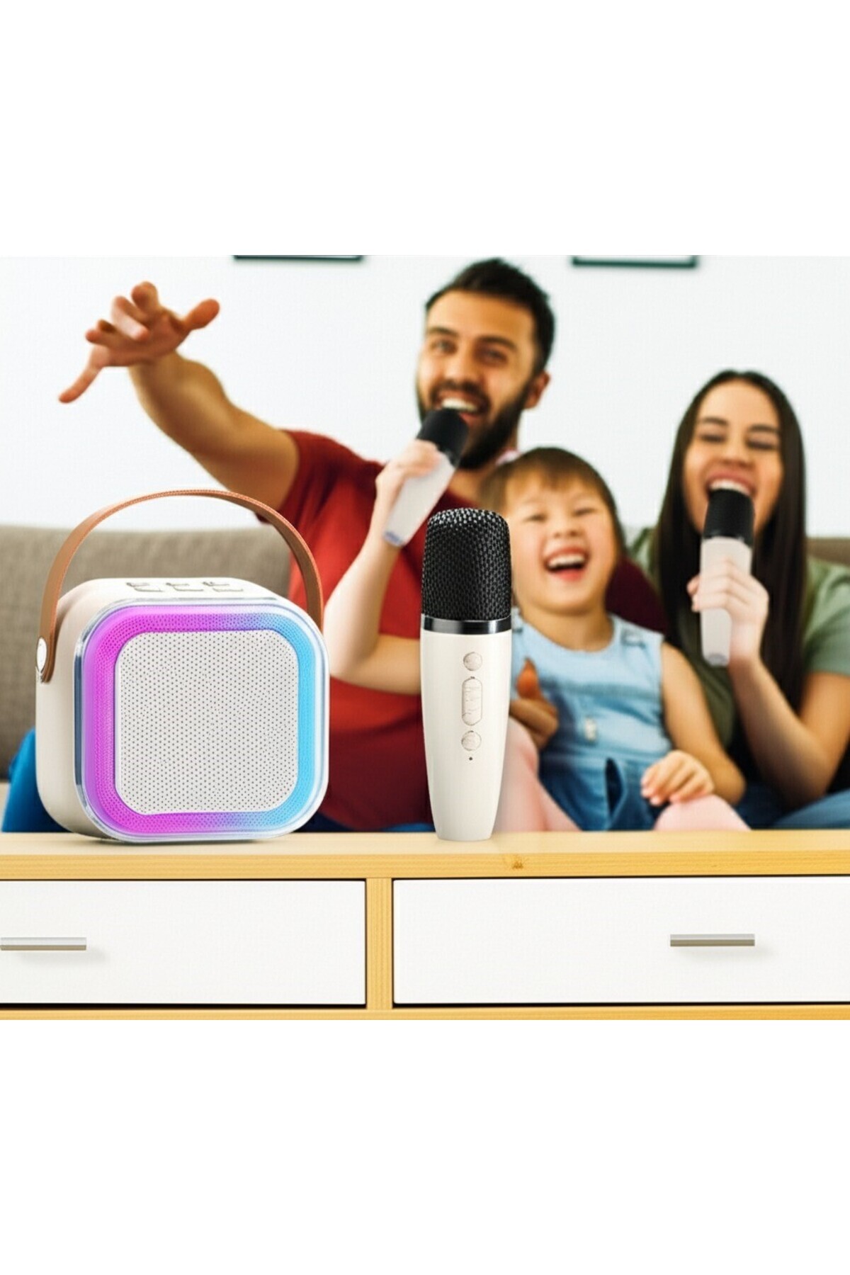 Skygo Karaoke Mikrofon Hoparlör Seti Bluetooth Profesyonel Ses Efektli 6 Saat Kesintisiz Kullanım 20W