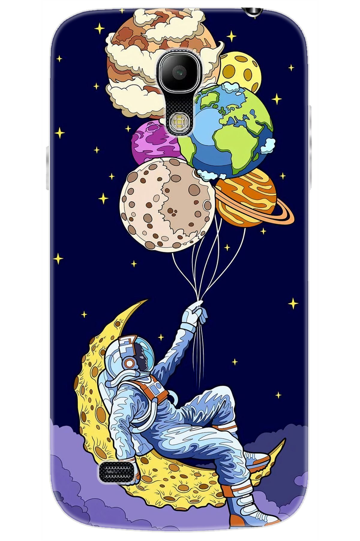 Ceppare Samsung Galaxy S4 Mini (GT-I9190) Uyumlu Kılıf Desen Baskılı Silikon Astronot STK:729 CP-HwmgHYL