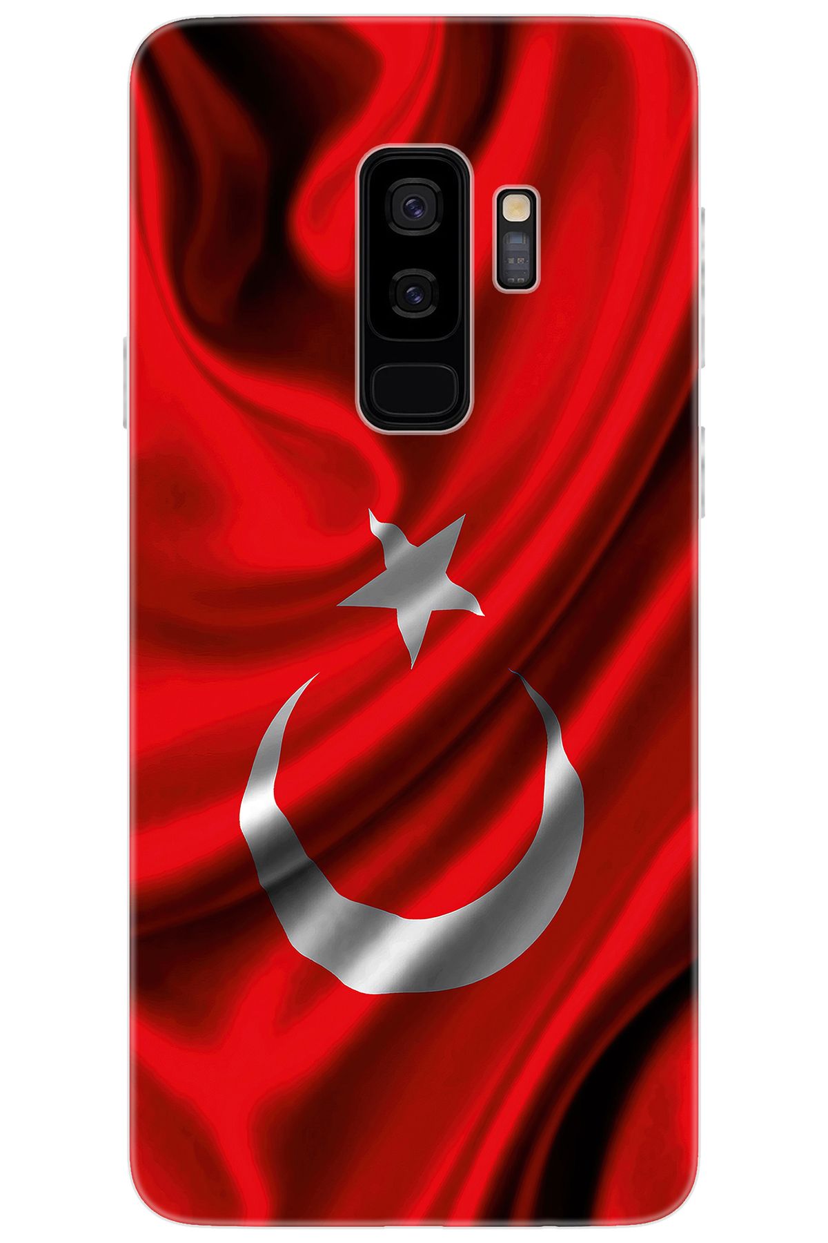 Ceppare Samsung Galaxy S9 PLUS (SM-G965F) Uyumlu Kılıf Silikon Dalgalı Türk Bayrağı STK:369 CP-9A1cMQU