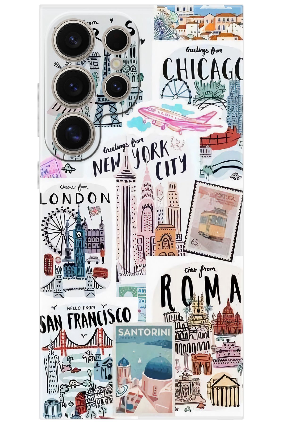 Ceppare Samsung Galaxy S24 ULTRA (SM-S928B) Uyumlu Kılıf Desen Silikon Newyork Roma London STK624 CP-tojp2F9