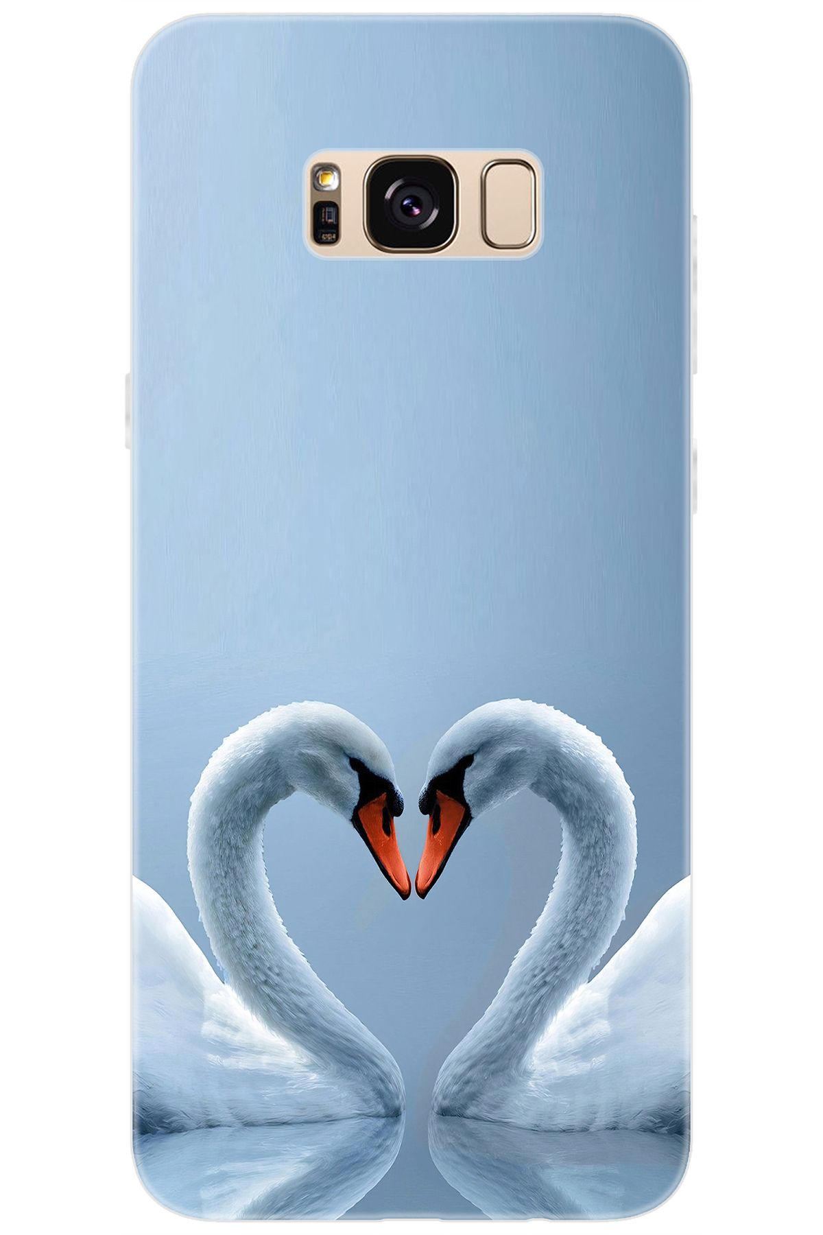 Ceppare Samsung Galaxy S8 PLUS (SM-G955F) Uyumlu Kılıf Desen Baskılı Silikon Kuğ ve Kalp STK:305 CP-oxHVtew