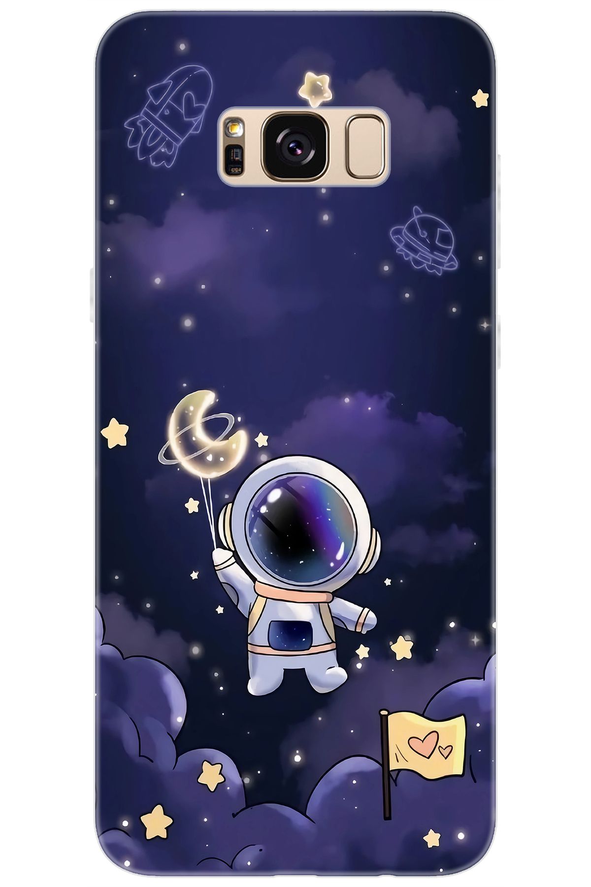 Ceppare Samsung Galaxy S8 PLUS (SM-G955F) Uyumlu Kılıf Desen Baskılı Silikon Astronot STK:738 CP-PWGULYc