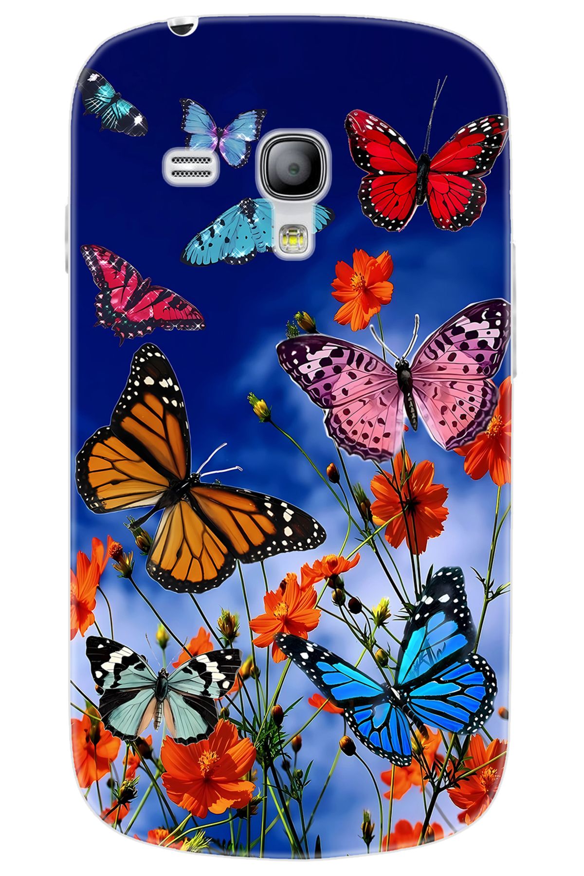 Ceppare Samsung Galaxy S3 Mini (GT-I8190) Uyumlu Kılıf Desenli Silikon Renkli Kelebekler STK:741 CP-285ufp2