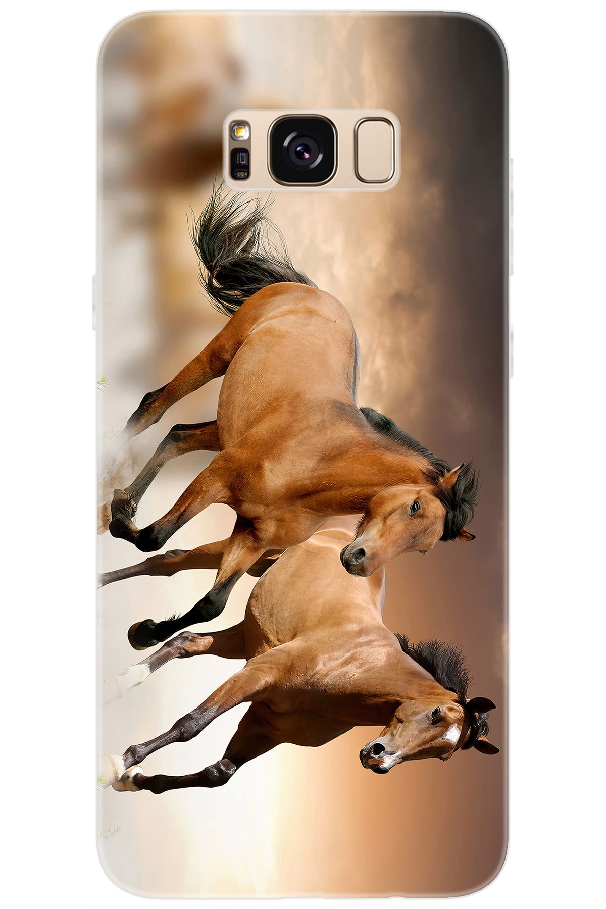 Ceppare Samsung Galaxy S8 PLUS (SM-G955F) Uyumlu Kılıf Desen Baskılı Silikon Kahve Atlar STK:176 CP-Fe46wlu