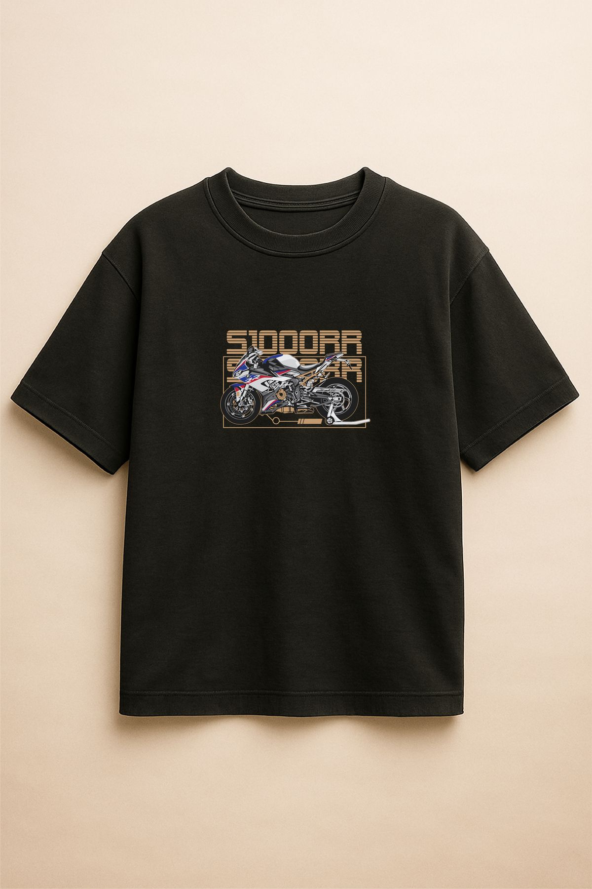 Altair Tr Siyah Renk Oversize BMW S1000RR Motosiklet Baskılı Unisex Tişört T-Shirt