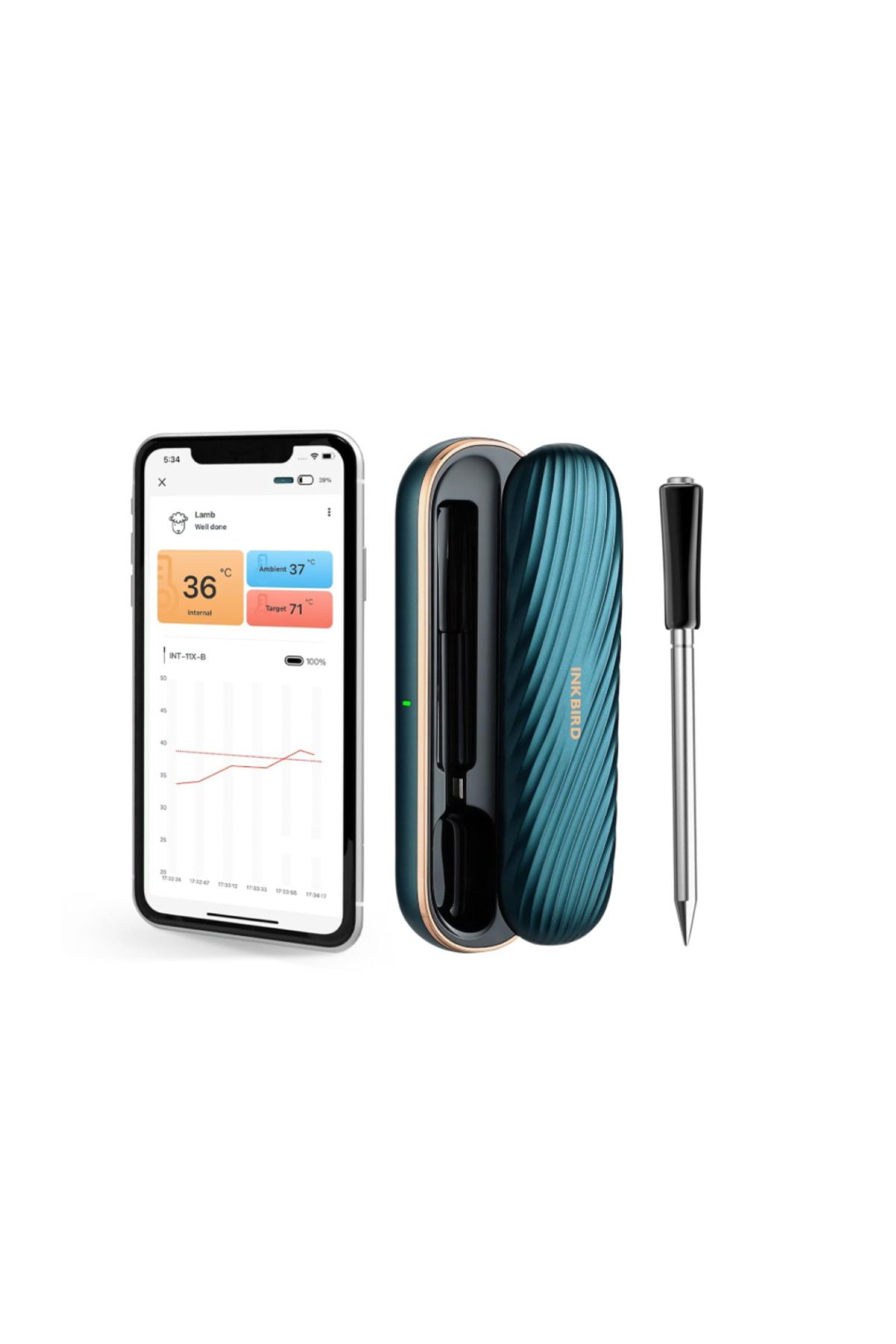 Inkbird Kablosuz Et Termometresi INT-11P-B Bluetooth Et Termometresi Izgara ve Tütsüleme için