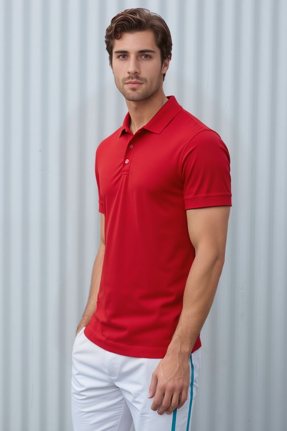 Soweto Erkek Düğmeli Kısa Kol Regular Fit %100 Pamuklu Polo Yaka Basic T-Shirt