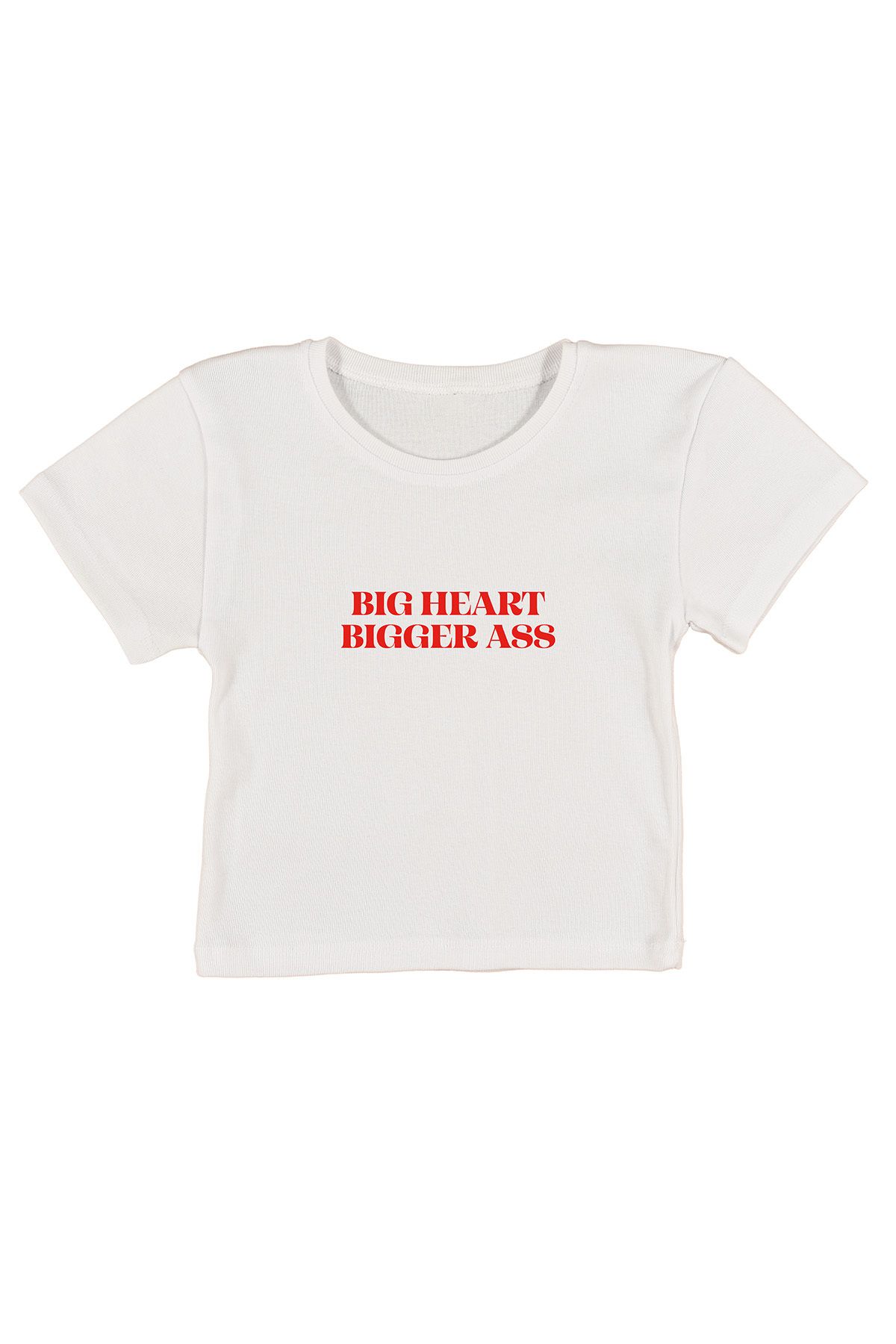 urbvn Bigger Ass Baskılı Beyaz Crop Top