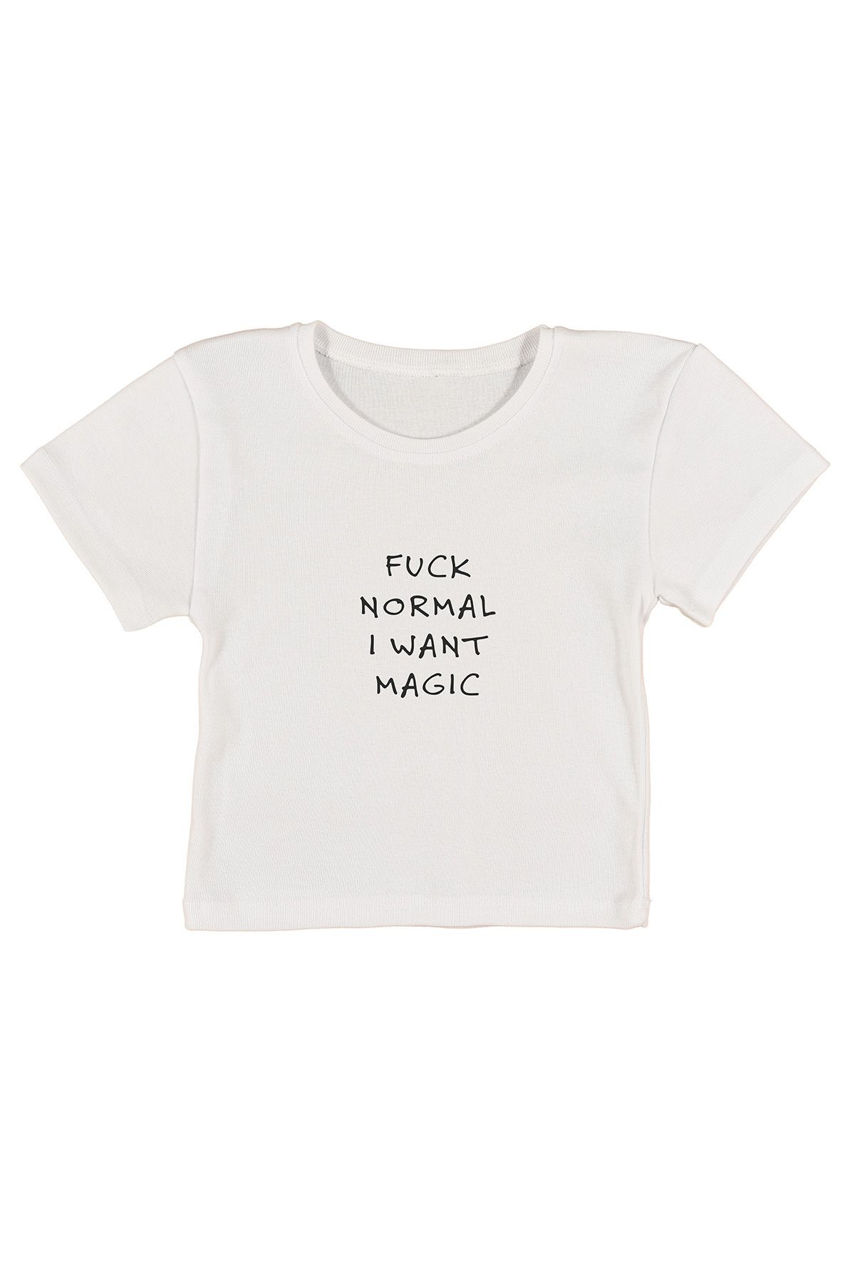urbvn Magic Baskılı Beyaz Crop Top