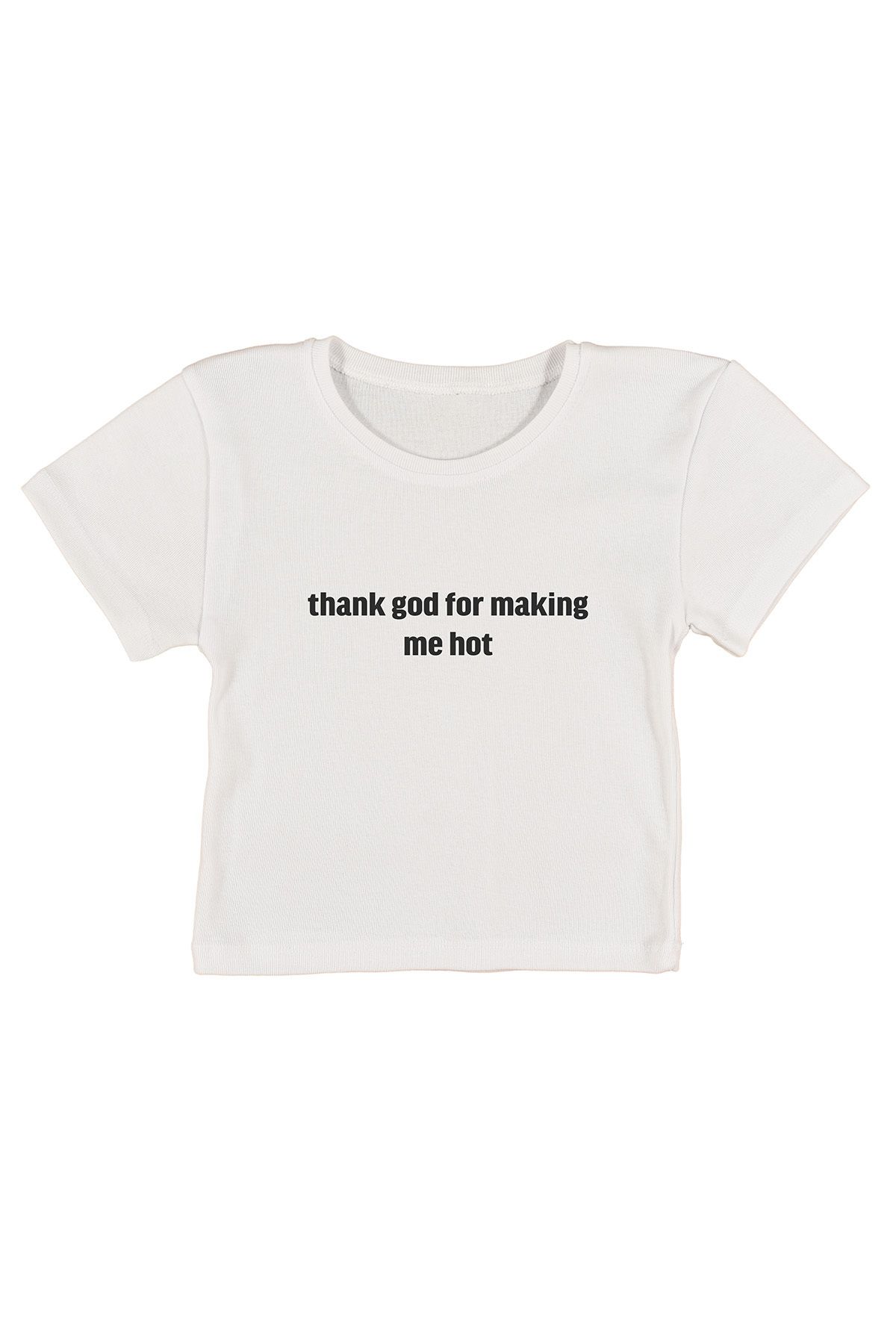 urbvn Thanks Baskılı Beyaz Crop Top