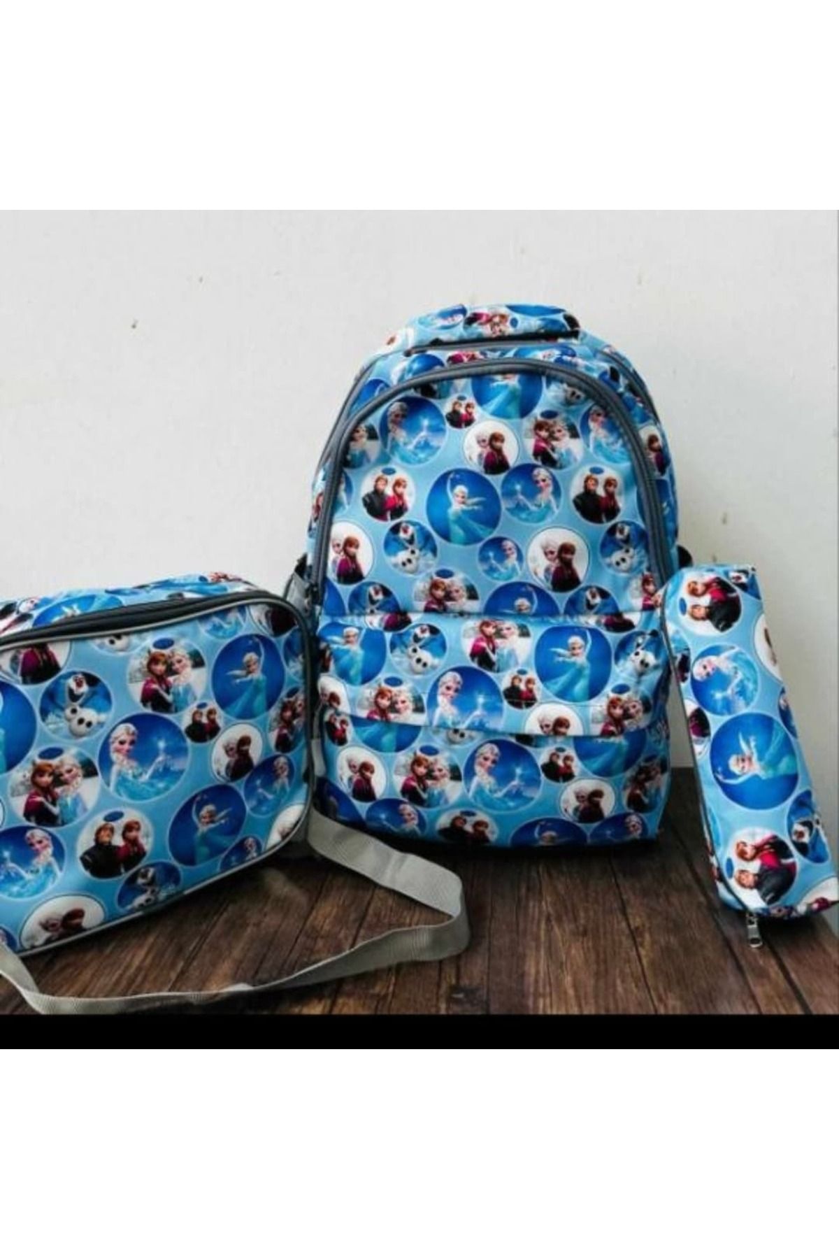 KumOziShop Elsa Unicorn Spider-Man Uygun İlkokul Okul Çantası Beslenme ve Kalemlik Seti