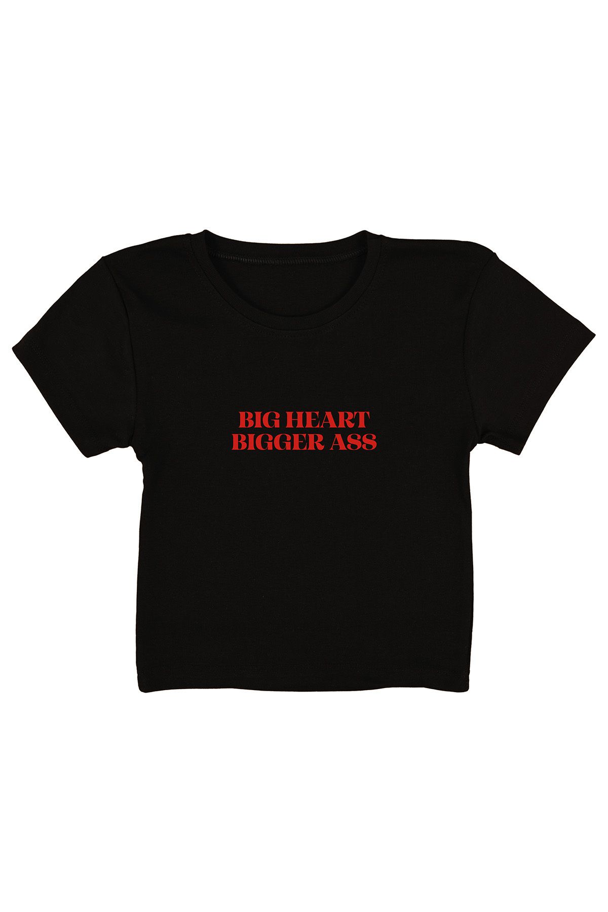 urbvn Bigger Ass Baskılı Siyah Crop Top