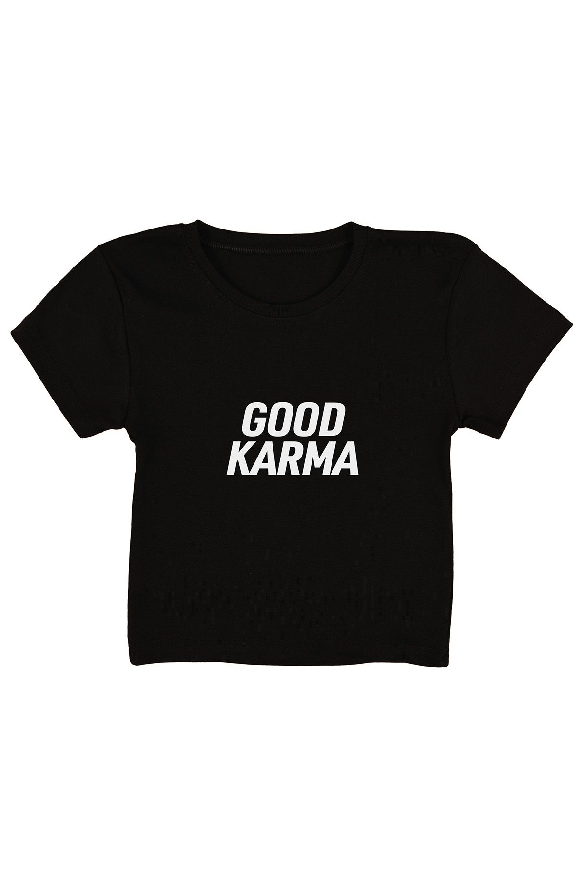 urbvn Good Karma Baskılı Siyah Crop Top