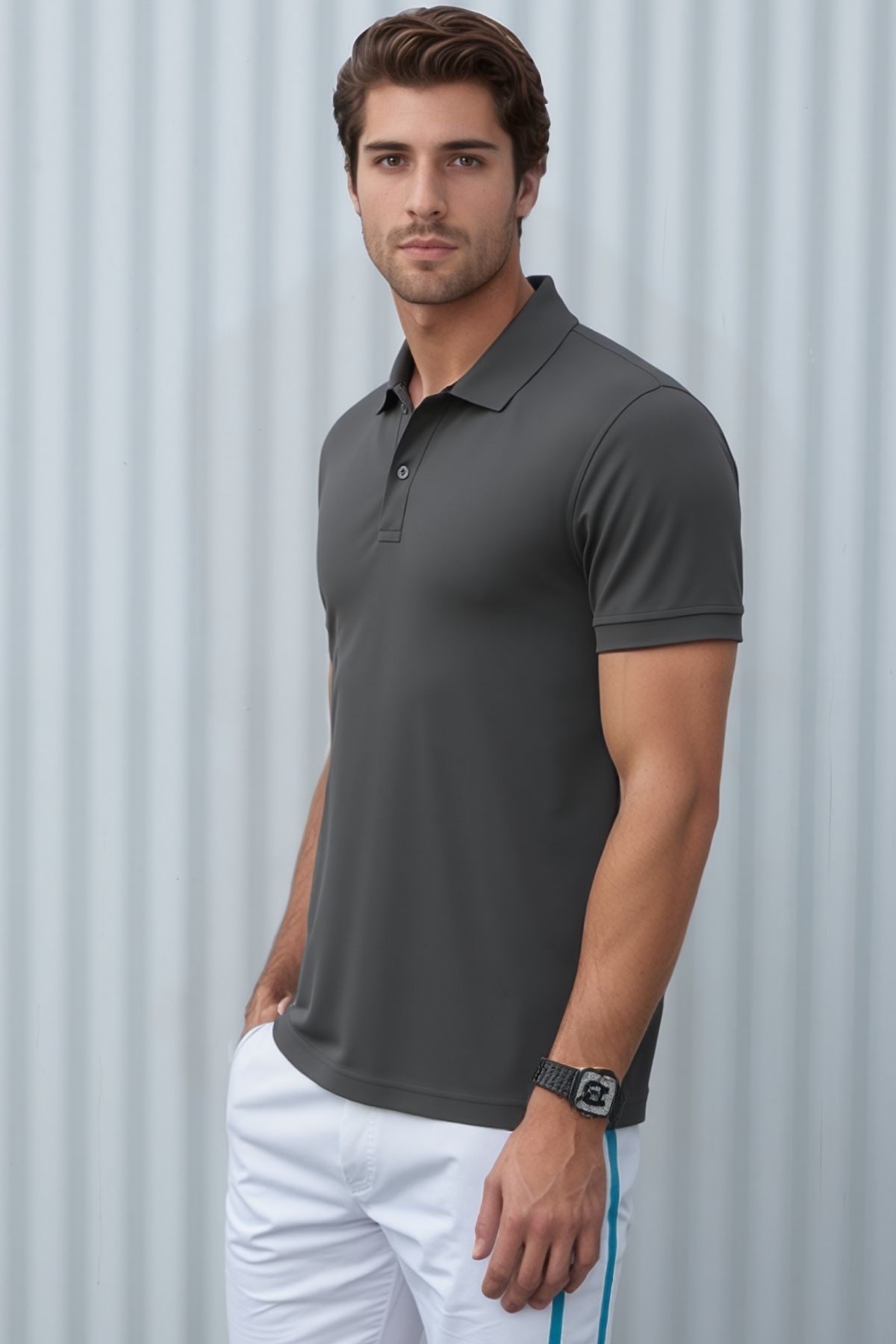 Soweto Erkek Düğmeli Kısa Kol Regular Fit %100 Pamuklu Polo Yaka Basic T-Shirt