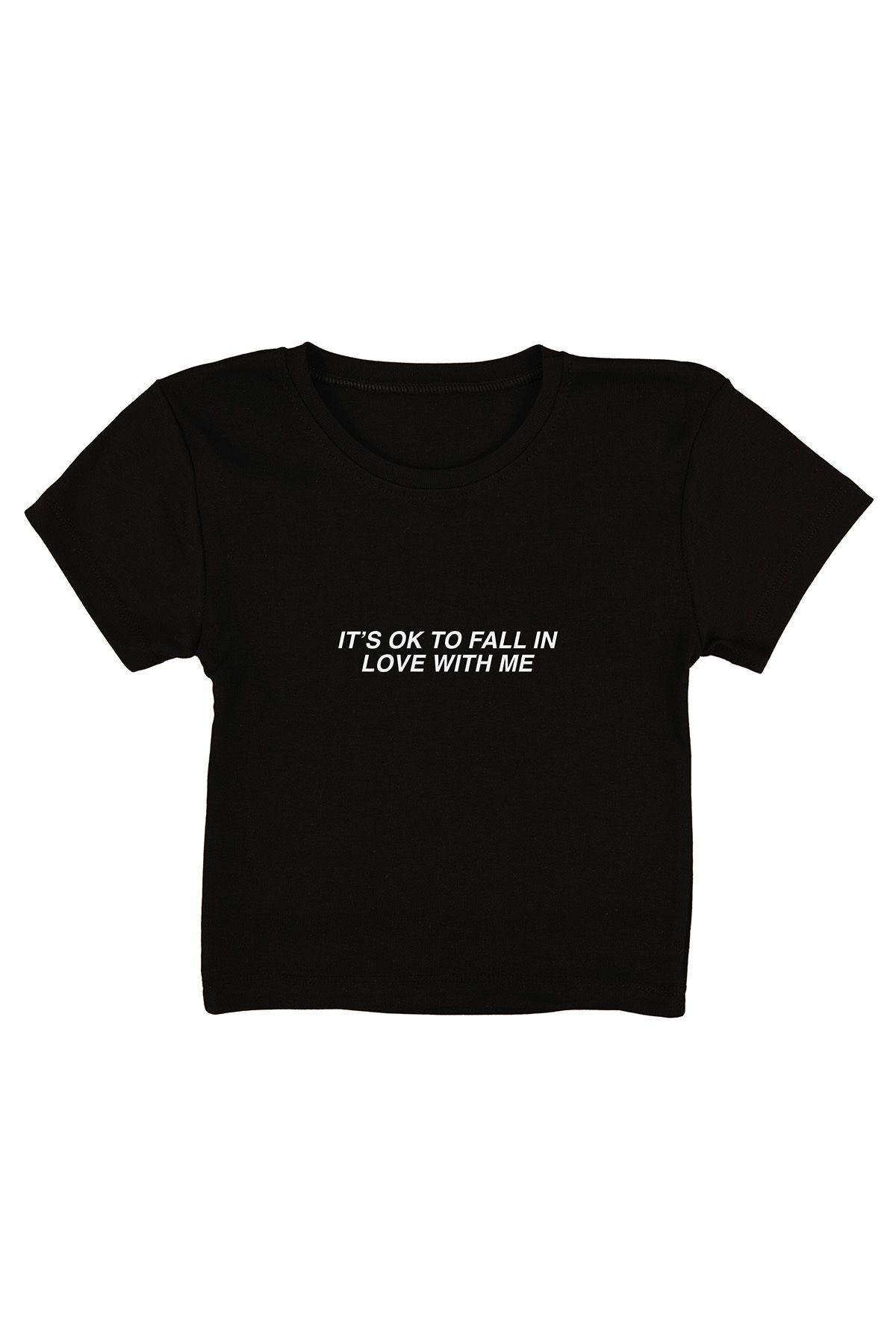urbvn Its OK Baskılı Siyah Crop Top