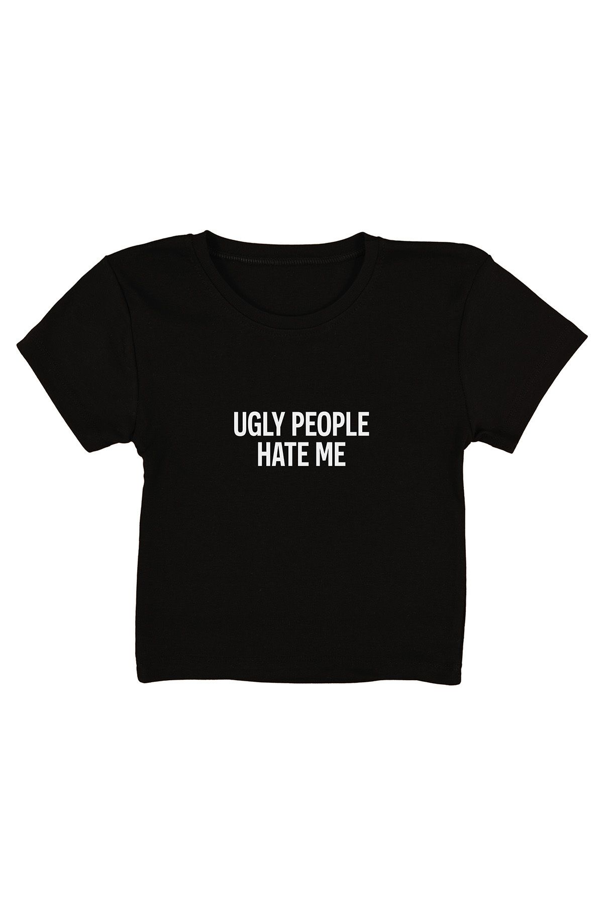 urbvn Hate Me Baskılı Siyah Crop Top