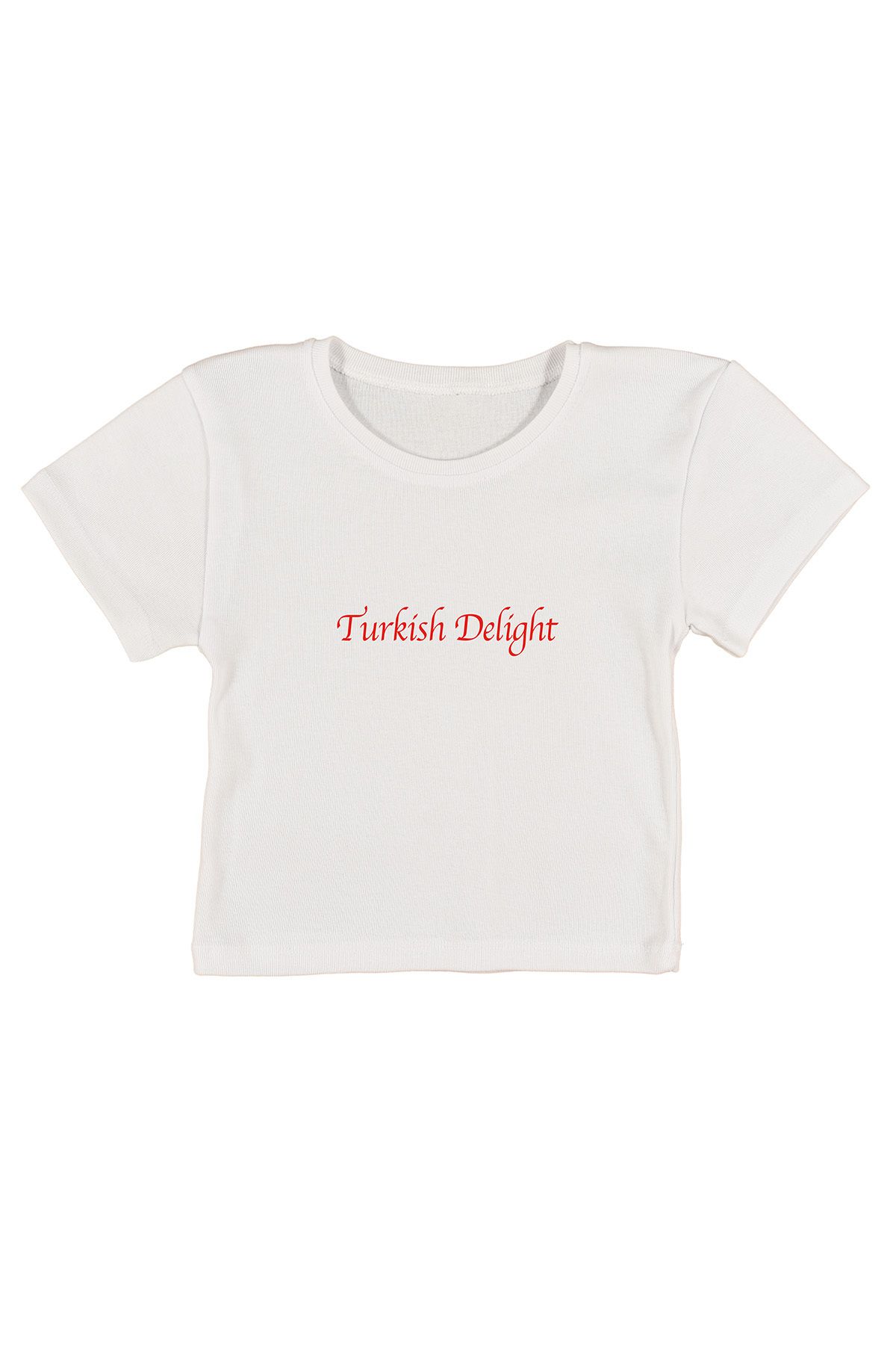 urbvn Turkish Delight Baskılı Beyaz Crop Top
