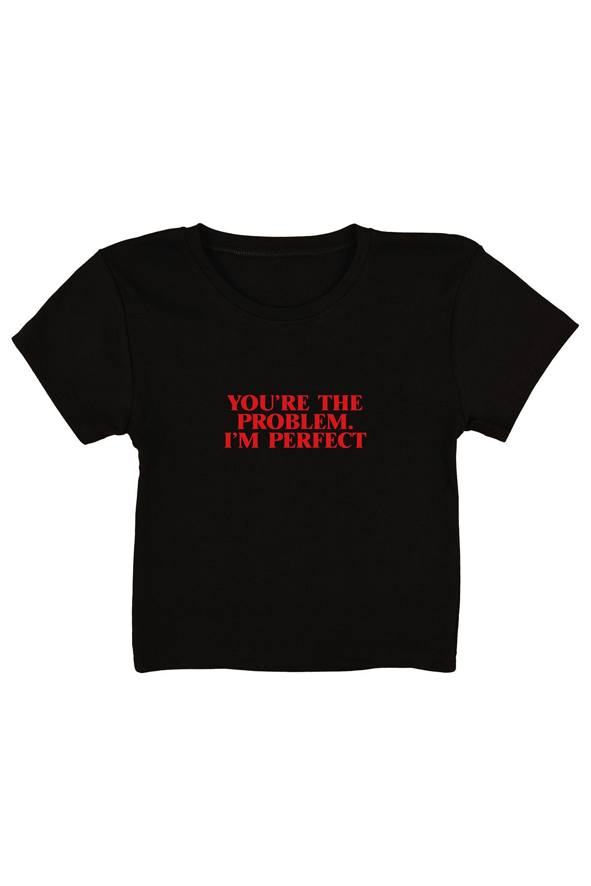 urbvn Perfect Baskılı Siyah Crop Top