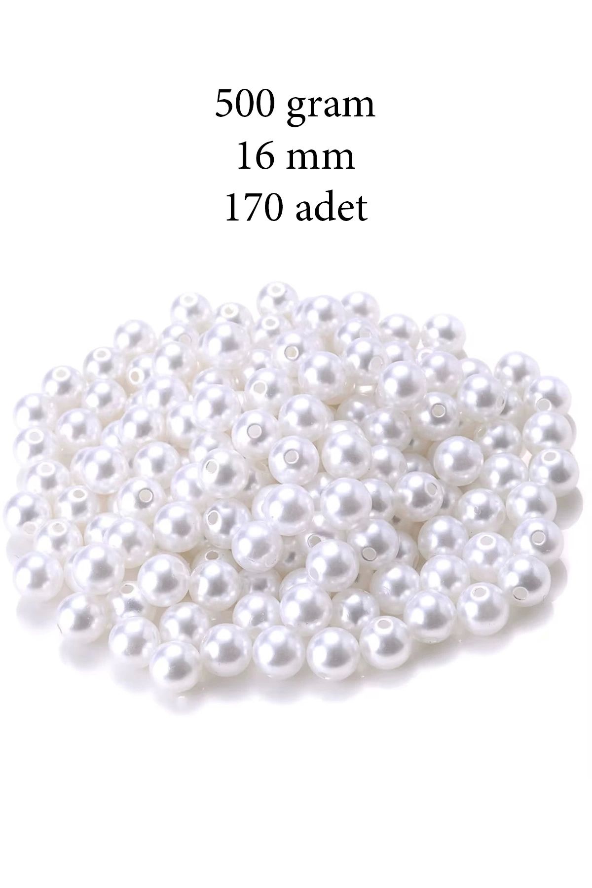 YenisiniAl 500 gram 16mm Beyaz Renk Plastik İnci Boncuk Çanta ve Takı Yapım Boncuğu (~170 adet)
