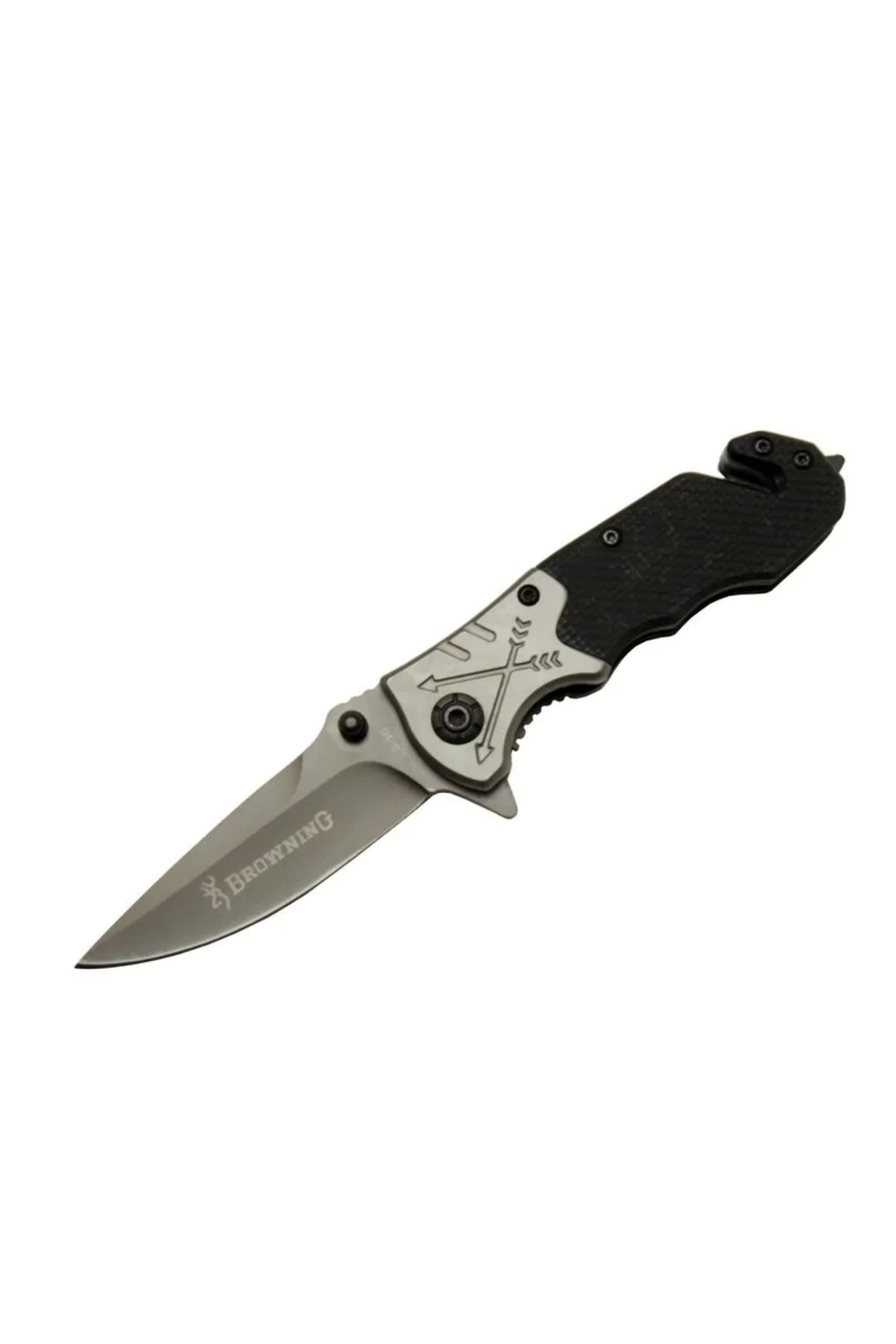 YenisiniAl 8-10 Siyah Kurtarma / Kamp Çakı 16,5cm - Yarı Otomatik, Kemerlikli, Cam Kırma Ve İp Kesme Aparatlı,
