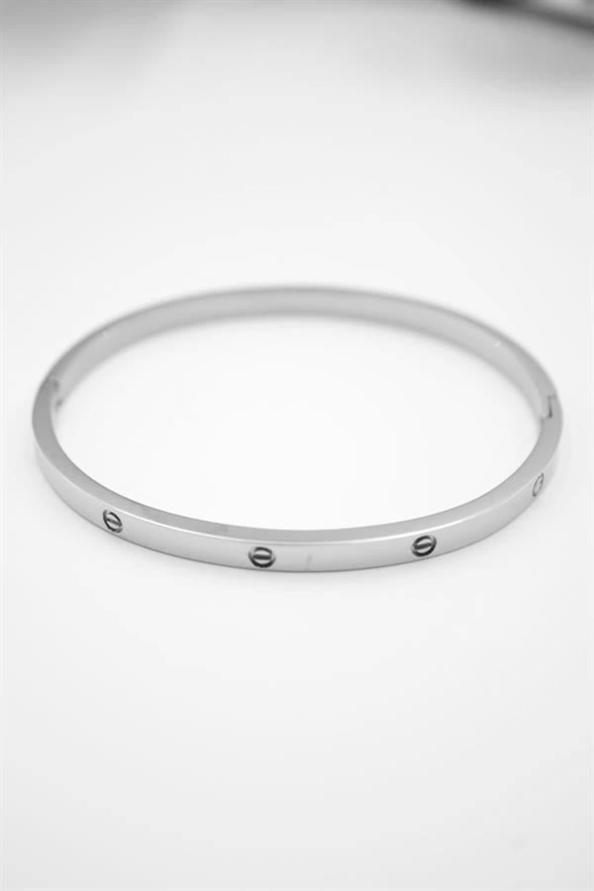 YenisiniAl CRT Model İnce Taşsız Çelik Bilezik (60mm) - Gümüş