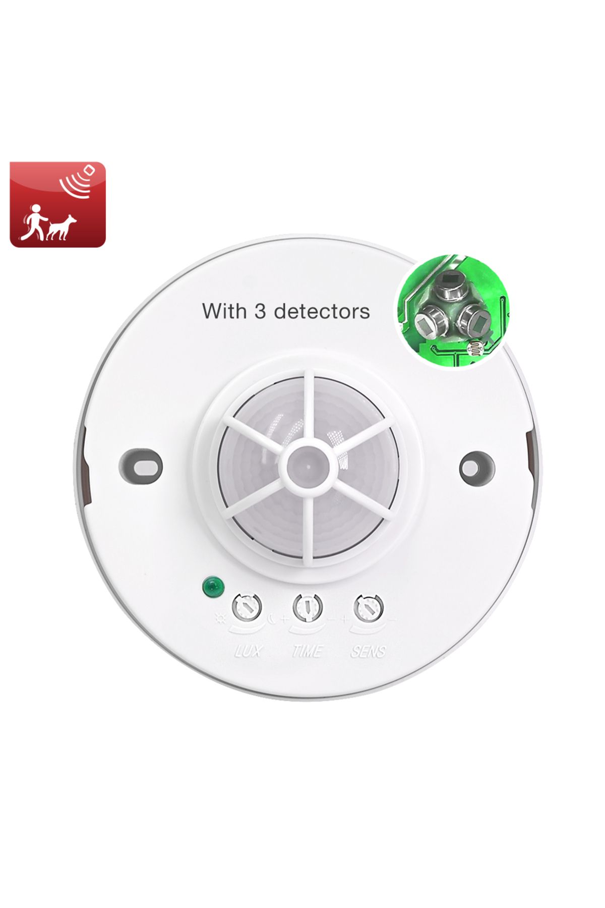 Choice-LED Light Switch with PIR Motion Sensor with 3 Detectors, 110V~240V, 360 Degree Ceiling Mounted, 8