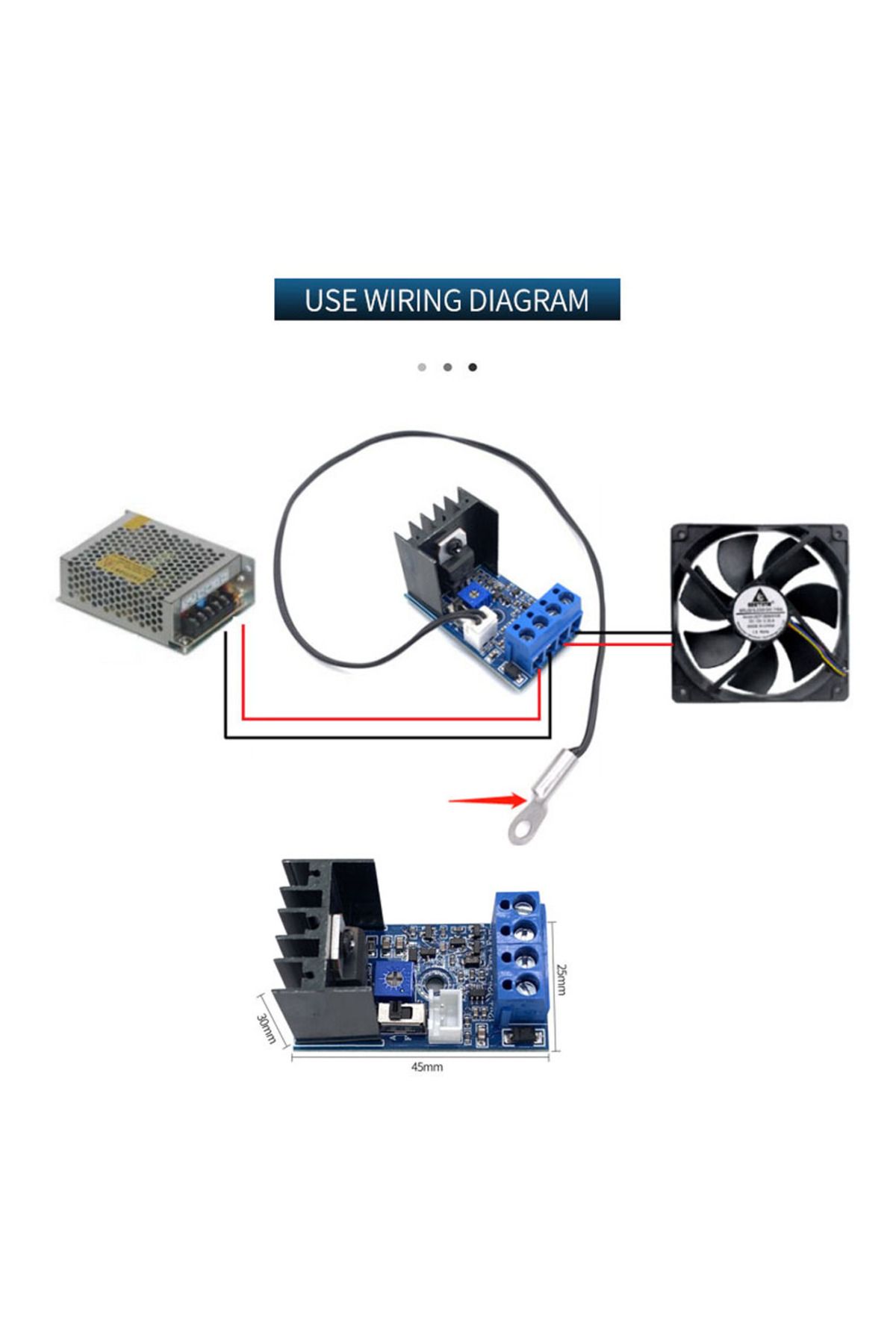 Choice-DC 12V 1A Fan temperature control 2/3/4wire Automatic PC CPU Chassis Fan speed regulation PWM Th... 3